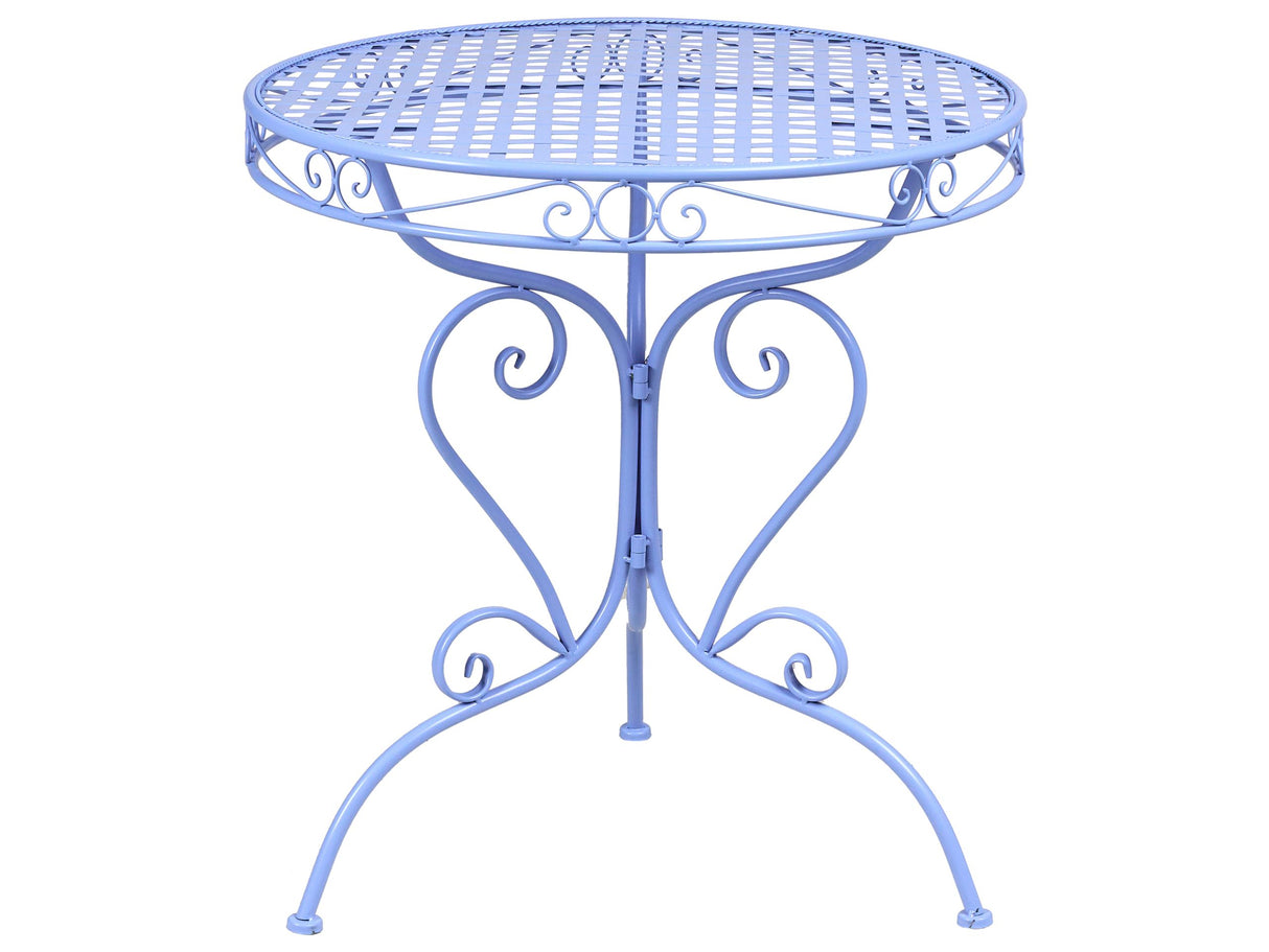 Outdoor Bistro Table Blue Metal Powder Coated Decorative Scrollwork Beliani