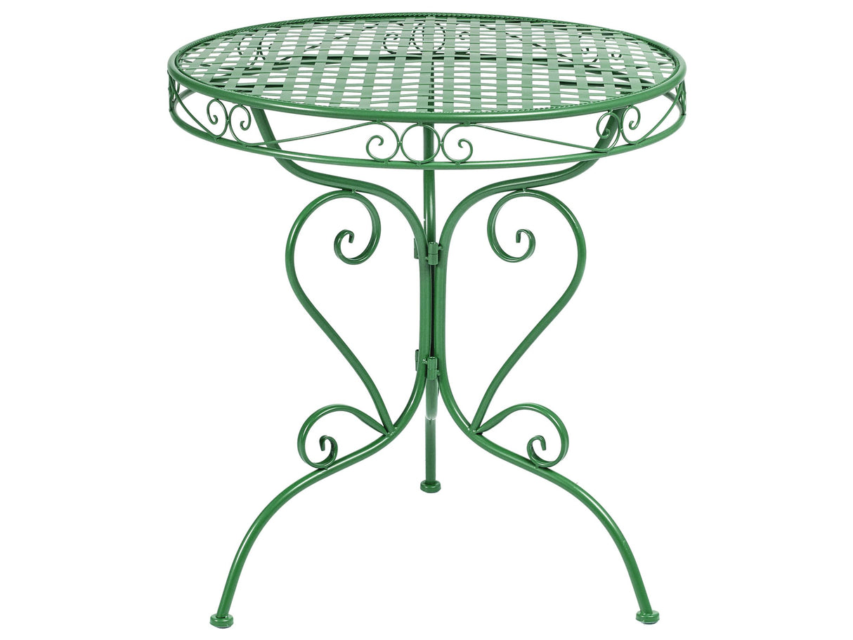 Outdoor Bistro Table Green Metal Powder Coated Decorative Scrollwork Beliani