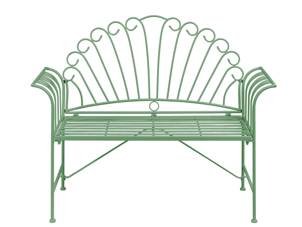 Outdoor Bench Green Metal 2 Seater Flared Armrests Vintage Style Beliani