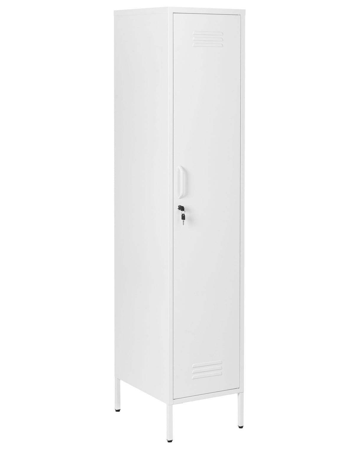 Storage Cabinet White Metal Locker with 5 Shelves and Rail Modern Home Office Beliani
