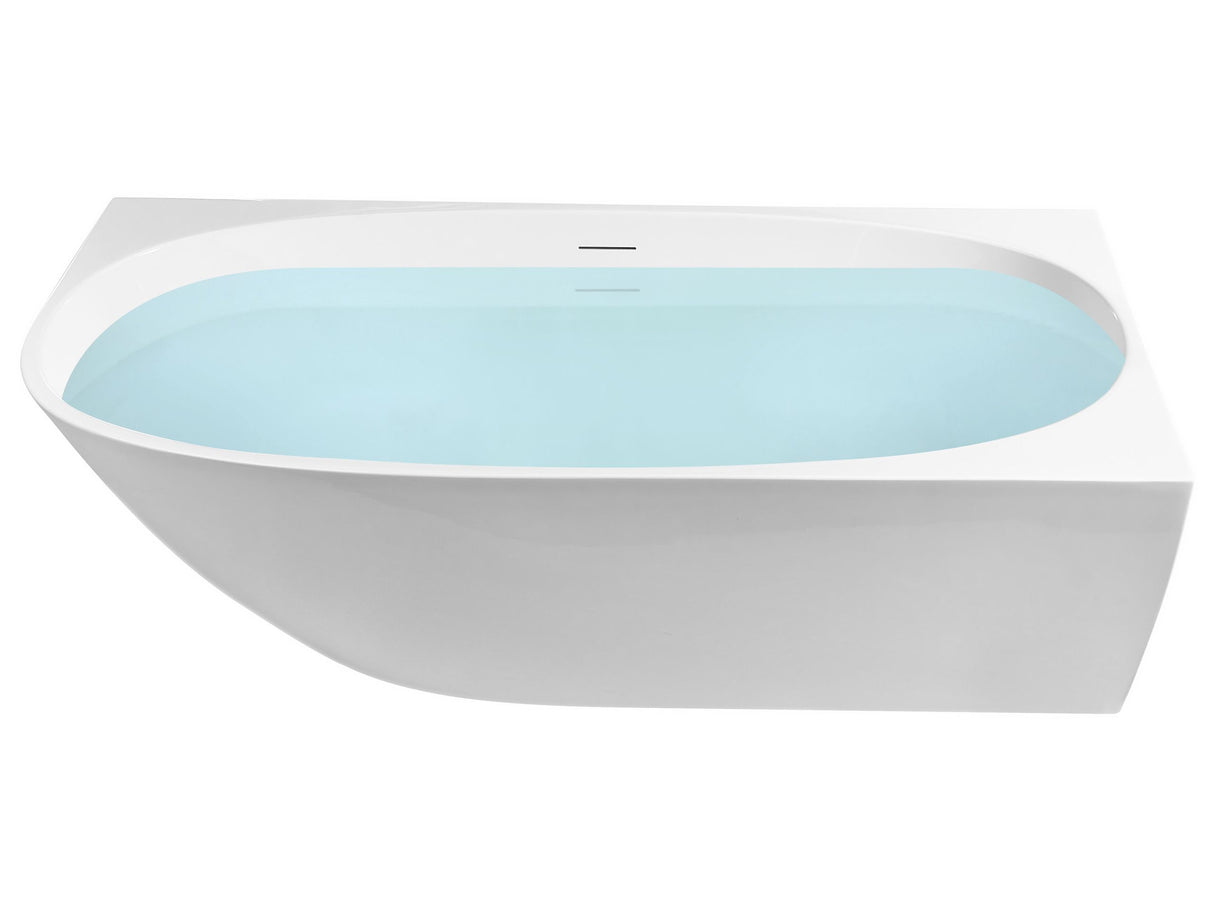 Left Corner Bath Gloss White Acrylic 170 x 80 cm Classic Finish Modern Style Bathroom Beliani