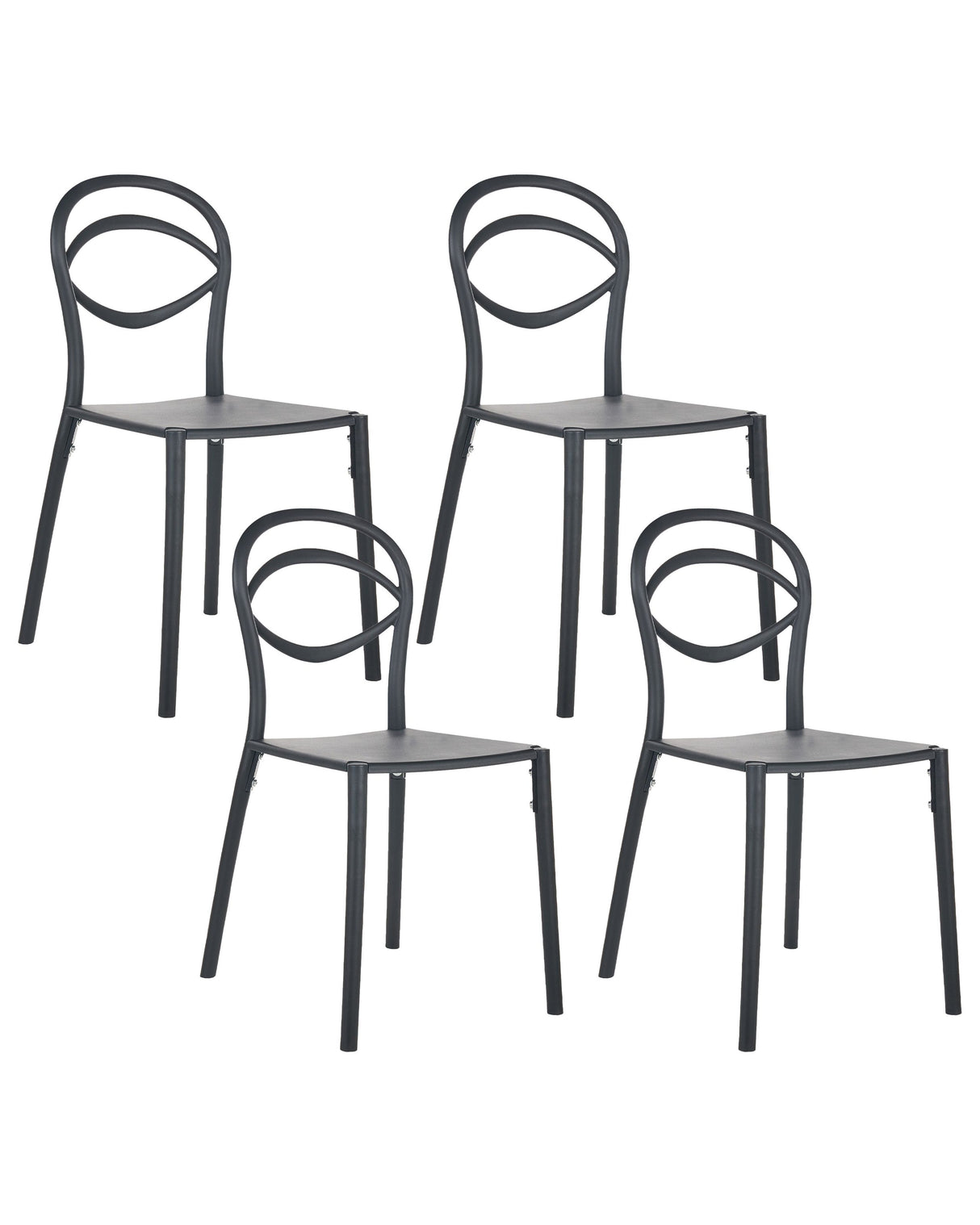 Set of 4 Garden Chairs Black Polypropylene Lightweight Weather Resistant Plastic Indoor Outdoor Modern Beliani