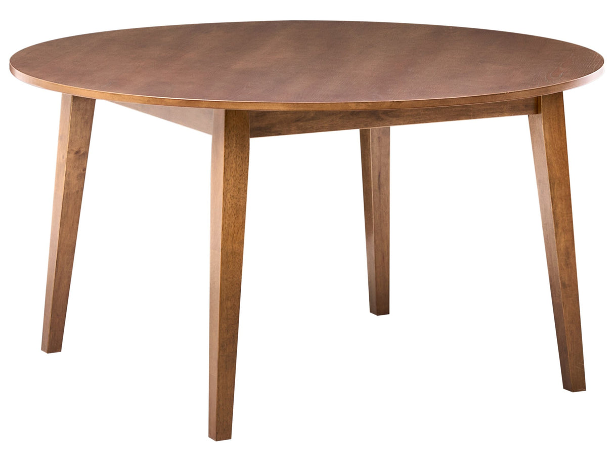 Dining Table Dark Brown MDF Oak Veneer Rubberwood Base 140 cm Table Top Round Modern Beliani