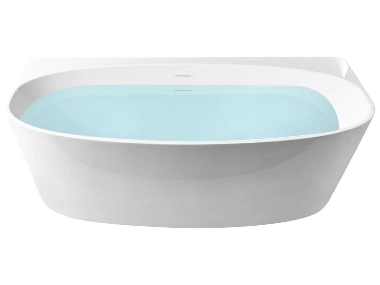 Bathtub Gloss White Acrylic Oval 170 x 80 cm Back to Wall Fittings Modern Style Beliani