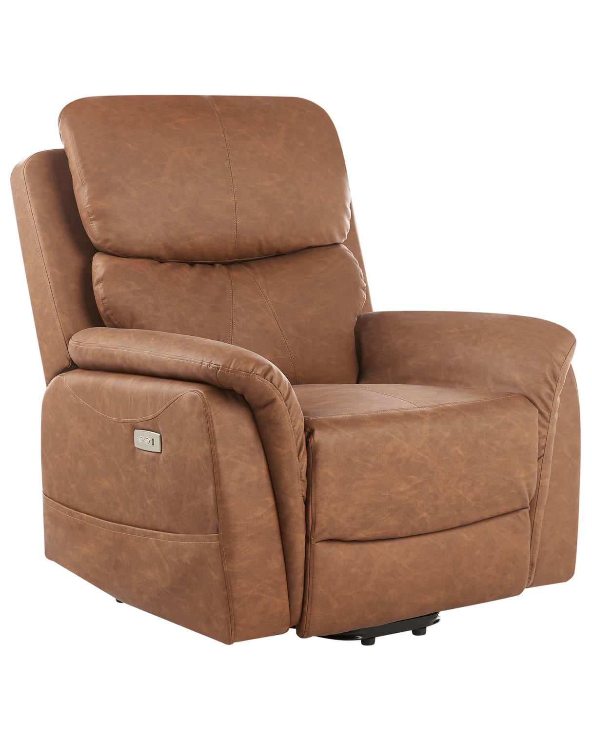 Recliner Electric Armchair with Massage Function Brown Faux Leather Adjustable Modern Living Room Beliani