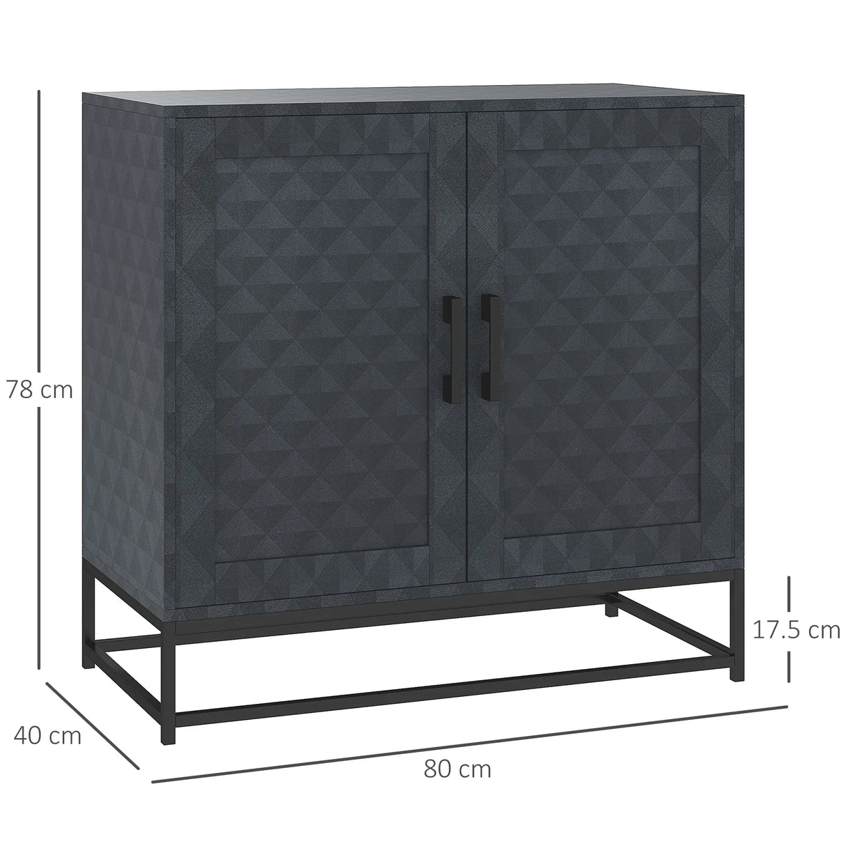 HOMCOM Modern Sideboard, Freestanding Sideboard Storage Cabinet with Adjustable Shelf and 2 Doors for Living Room, Black