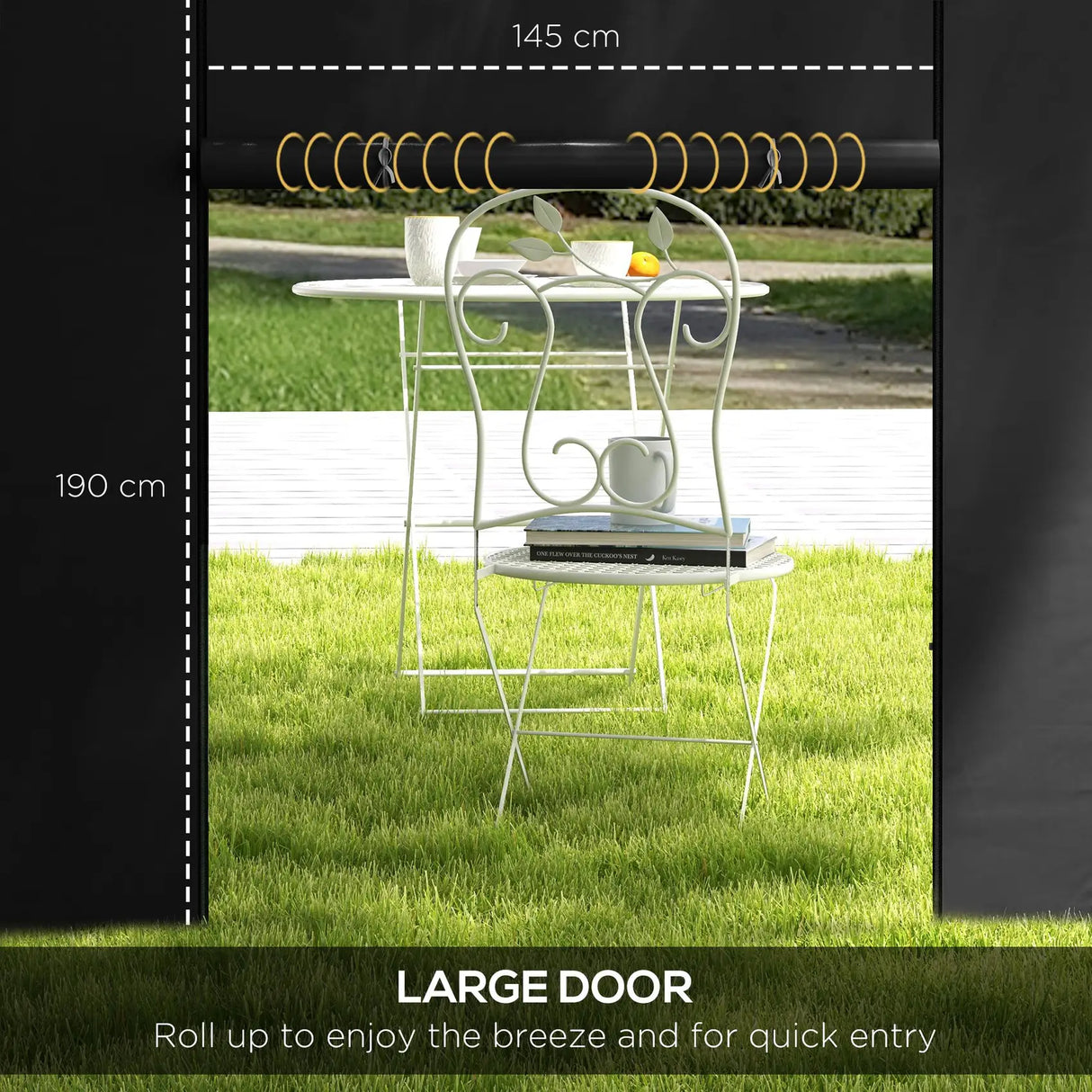 Outsunny Gazebo Side Panels, 2 Pack Sides Replacement, for 3x3(m) or 3x6m Pop Up Gazebo, with Windows and Doors, Black