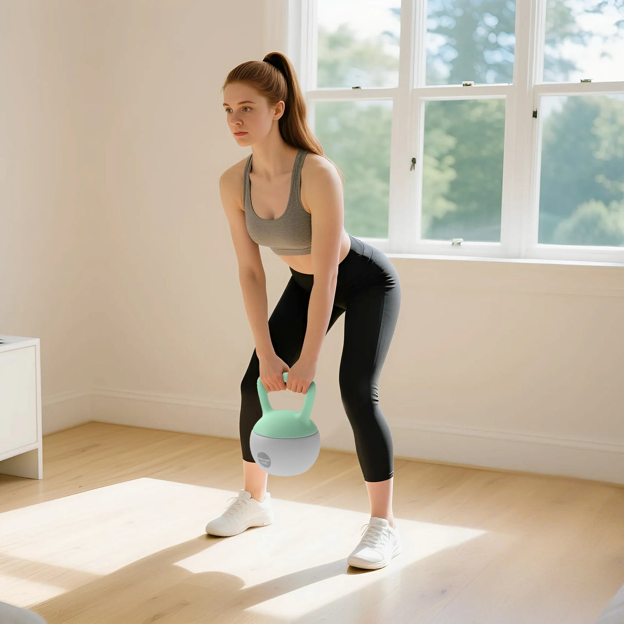 SPORTNOW 10KG Soft Kettlebell, Kettlebell with Non-Slip Handle for Home Gym, Weight Lifting, Strength Training, Green/Grey