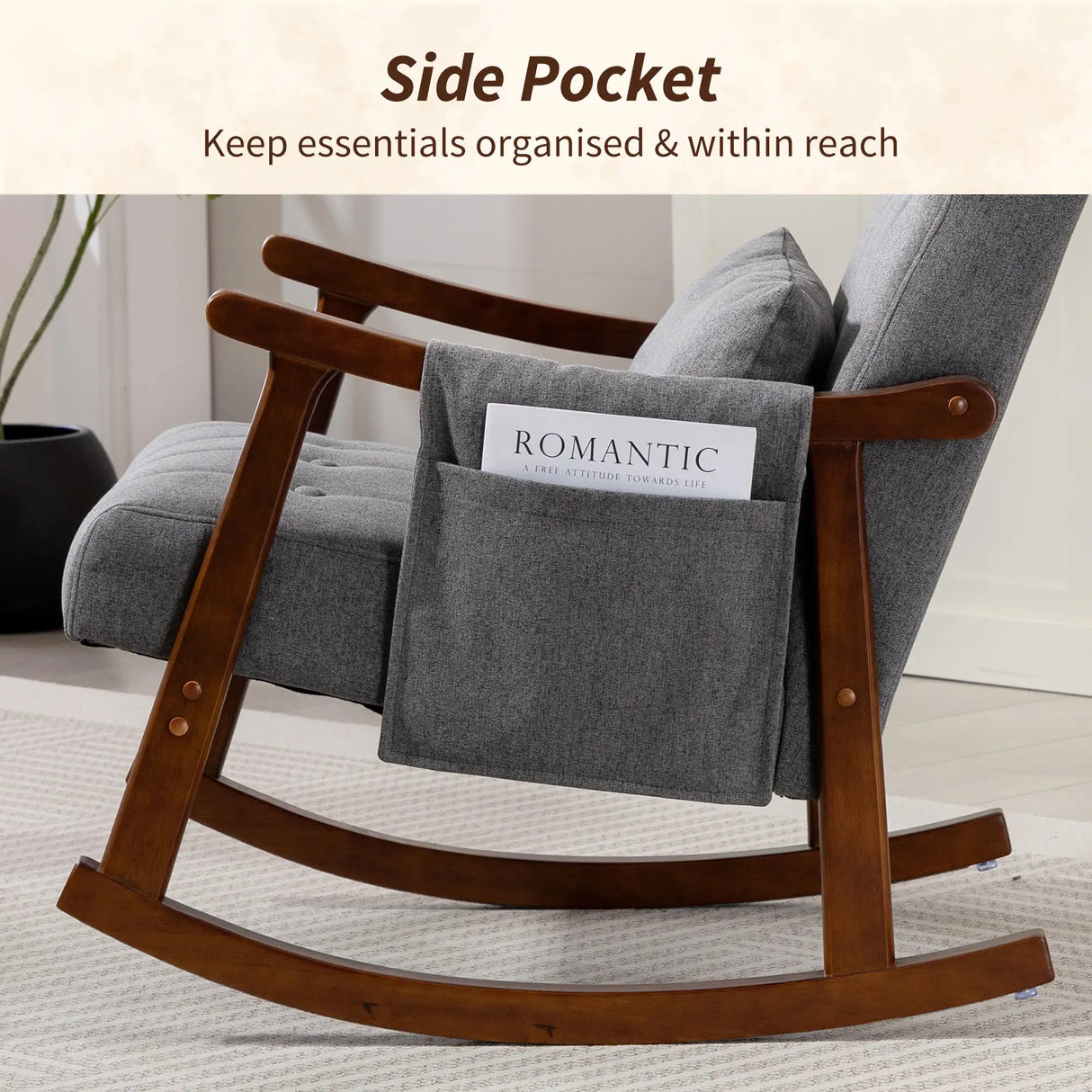 HOMCOM Wood Frame Rocking Accent Chair - Grey