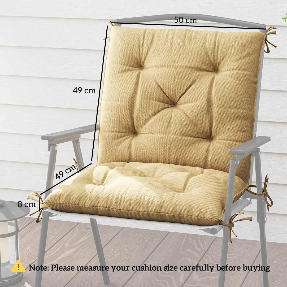 Outsunny Set of Two Outdoor Seat Cushions - Khaki