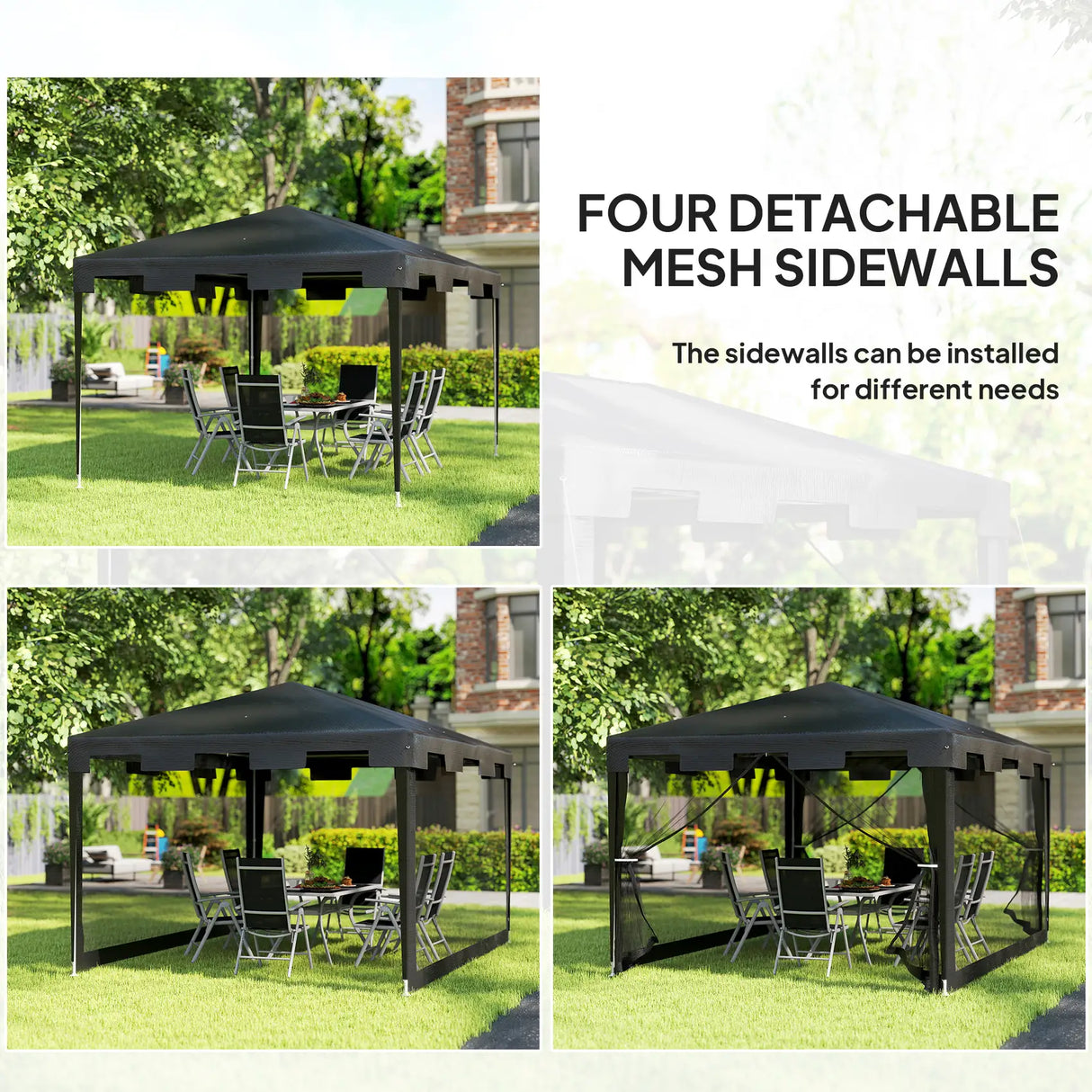 Outsunny 4 x 3 m Party Tent Wedding Gazebo Outdoor Waterproof PE Canopy Shade with Panel