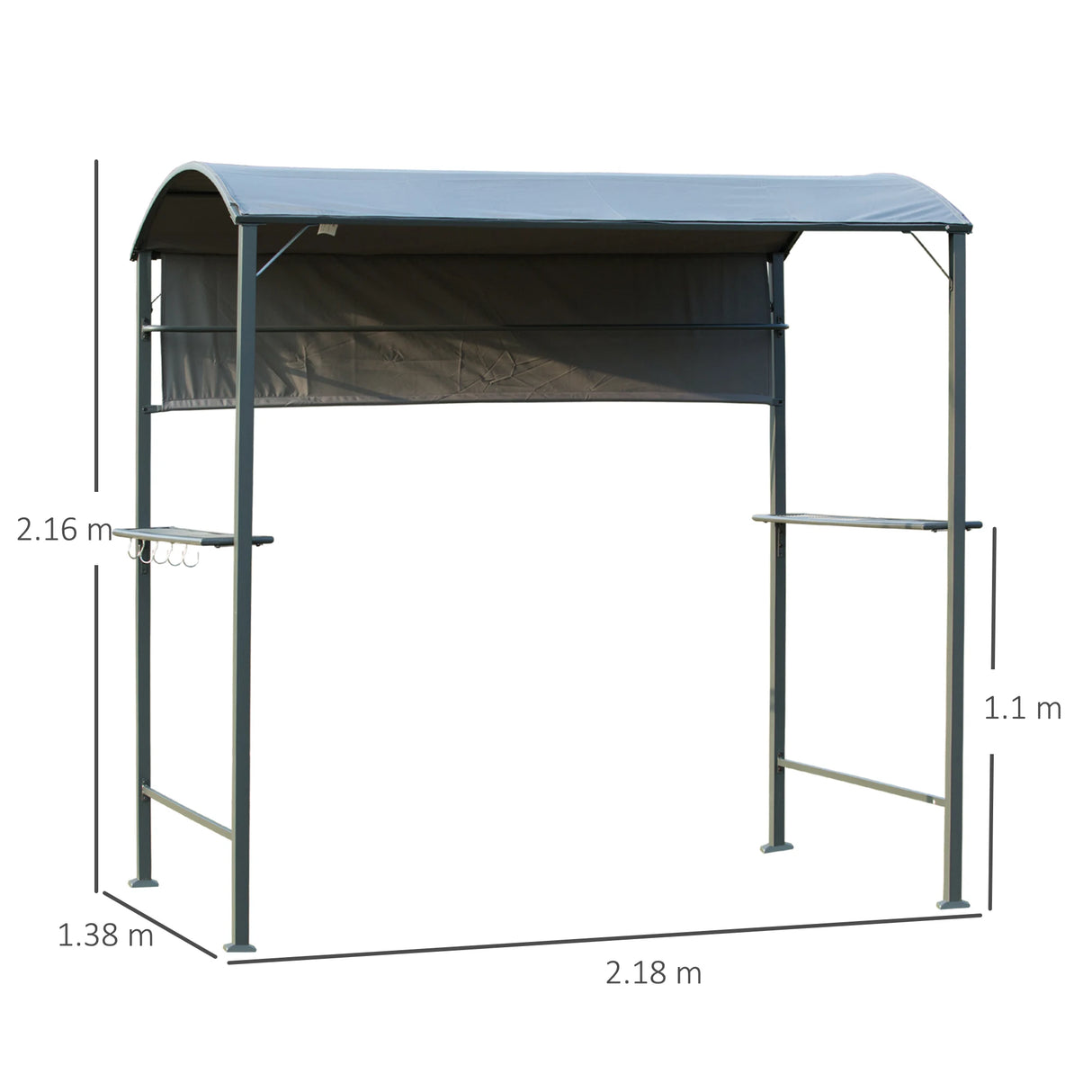 Outsunny 2.2 x 1.4m BBQ Shelter, Outdoor Grill Gazebo Canopy with Shelves, Hanging Hooks, and Metal Frame, for Garden Patio Backyard