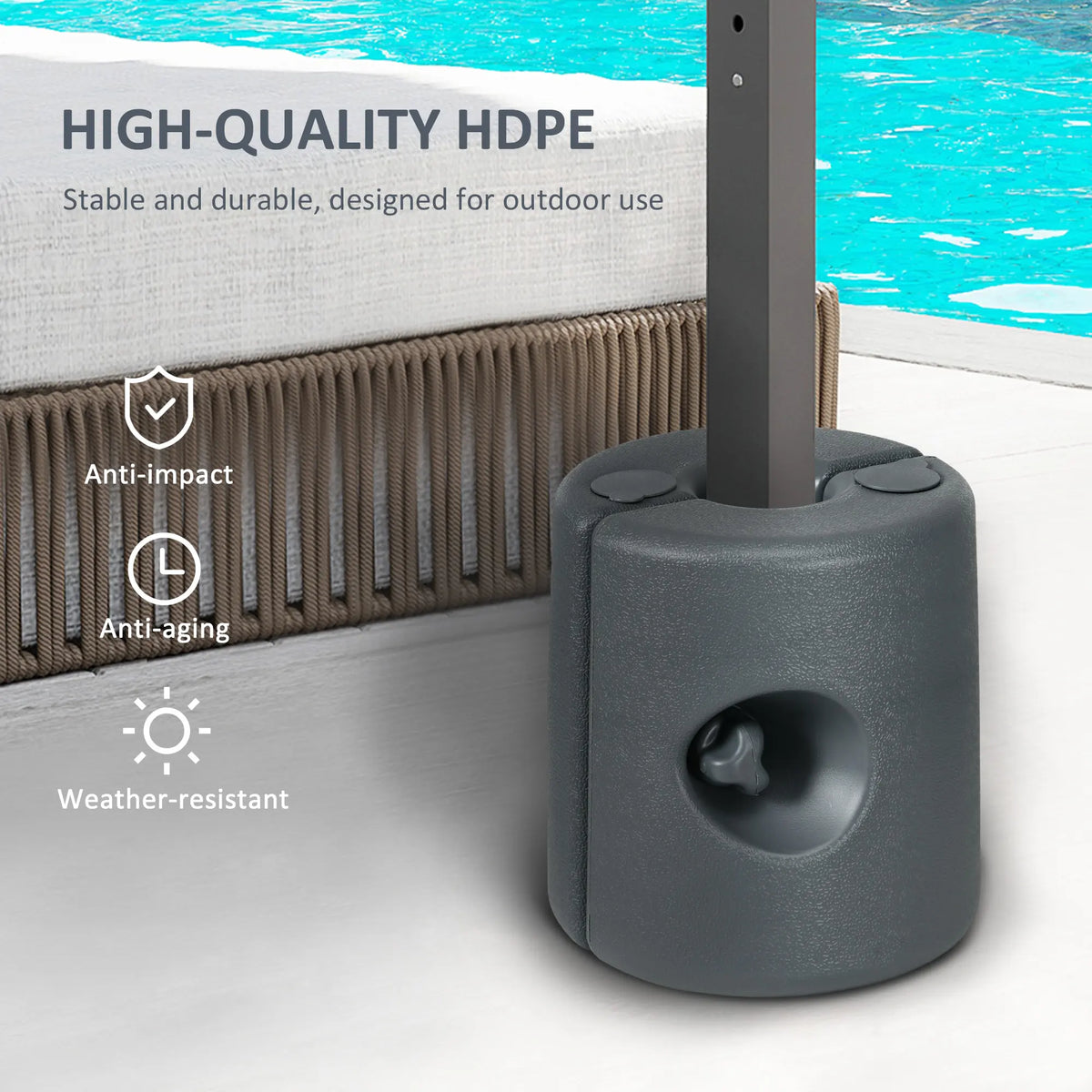 Outsunny HDPE Tent Weights Set of 4, Canopy Weights, Fill with Water or Sand, 48KG