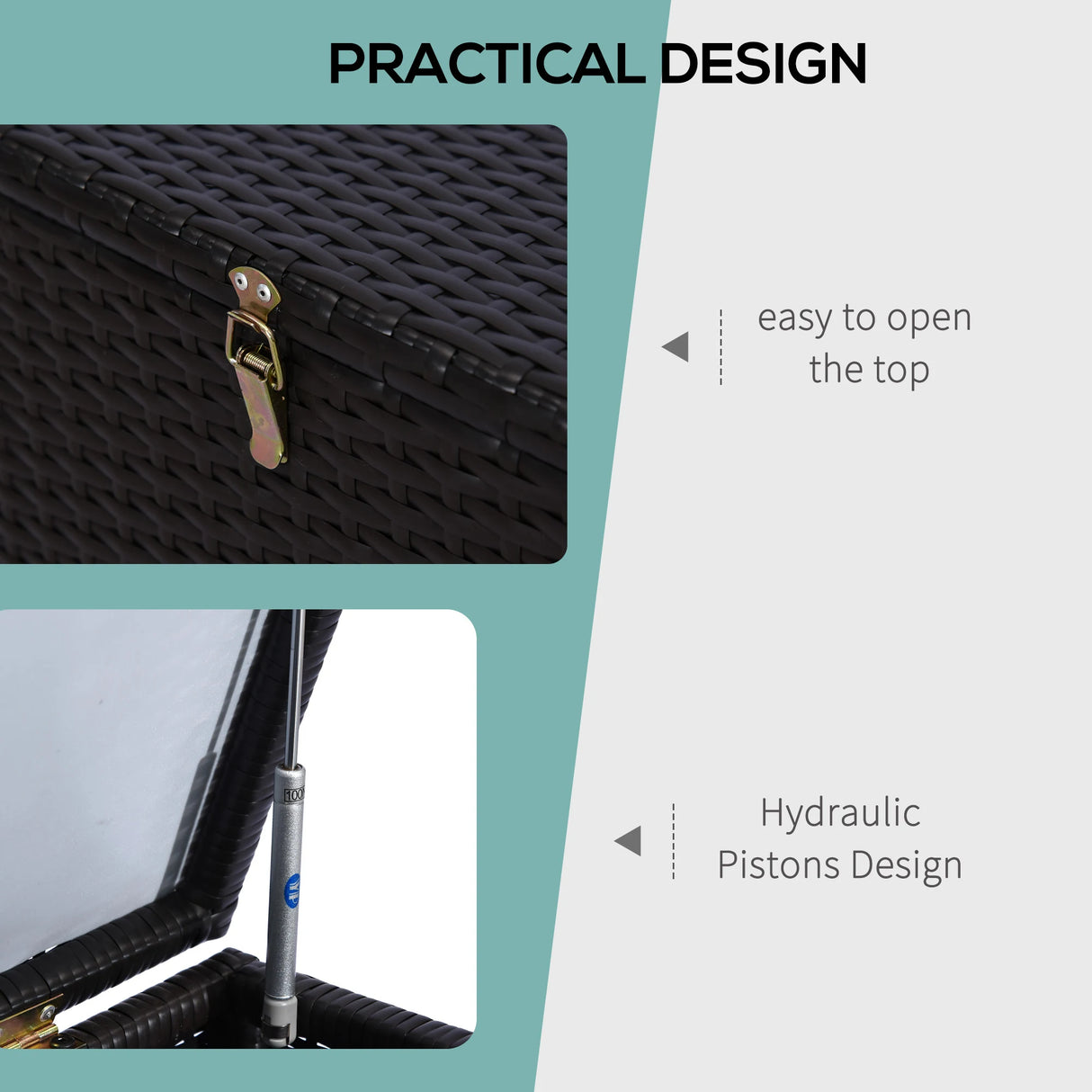 Outsunny 284 L Rattan Garden Storage Box, Outdoor Garden Storage Box with Gas Lift and Lockable Lid, Outdoor Wicker Rattan Chest Container for Garden Tools, 118 x 54 x 59 cm, Dark Brown