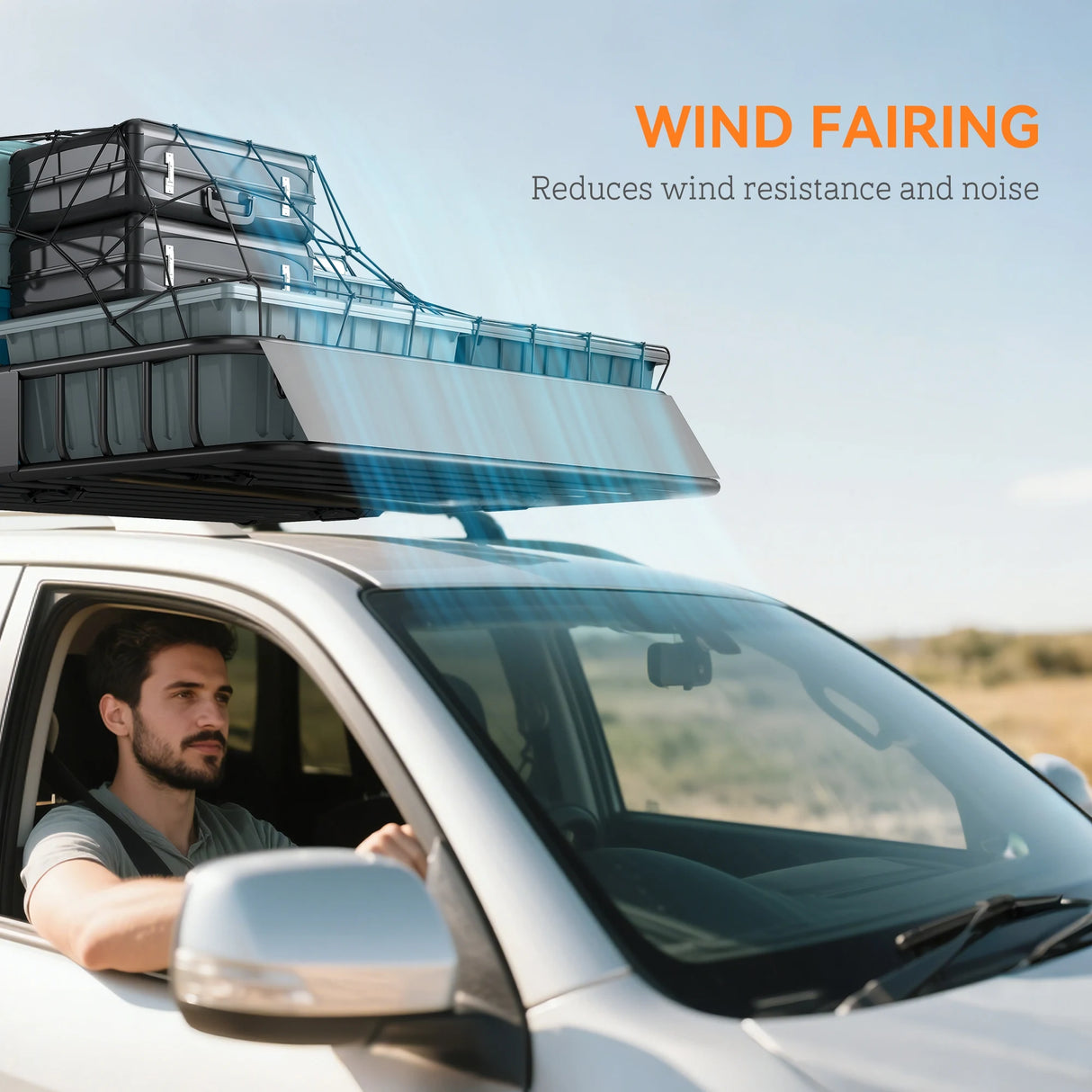 HOMCOM Universal Roof Rack Basket Tray, 90.7 kg Steel Car Rooftop Luggage Cargo Carrier Holder with Wind Fairing, Side Rails for SUVs, Pickups, Sedans, Off-Road Vehicles, 110.5 x 99.5 x 18.5 cm, Black