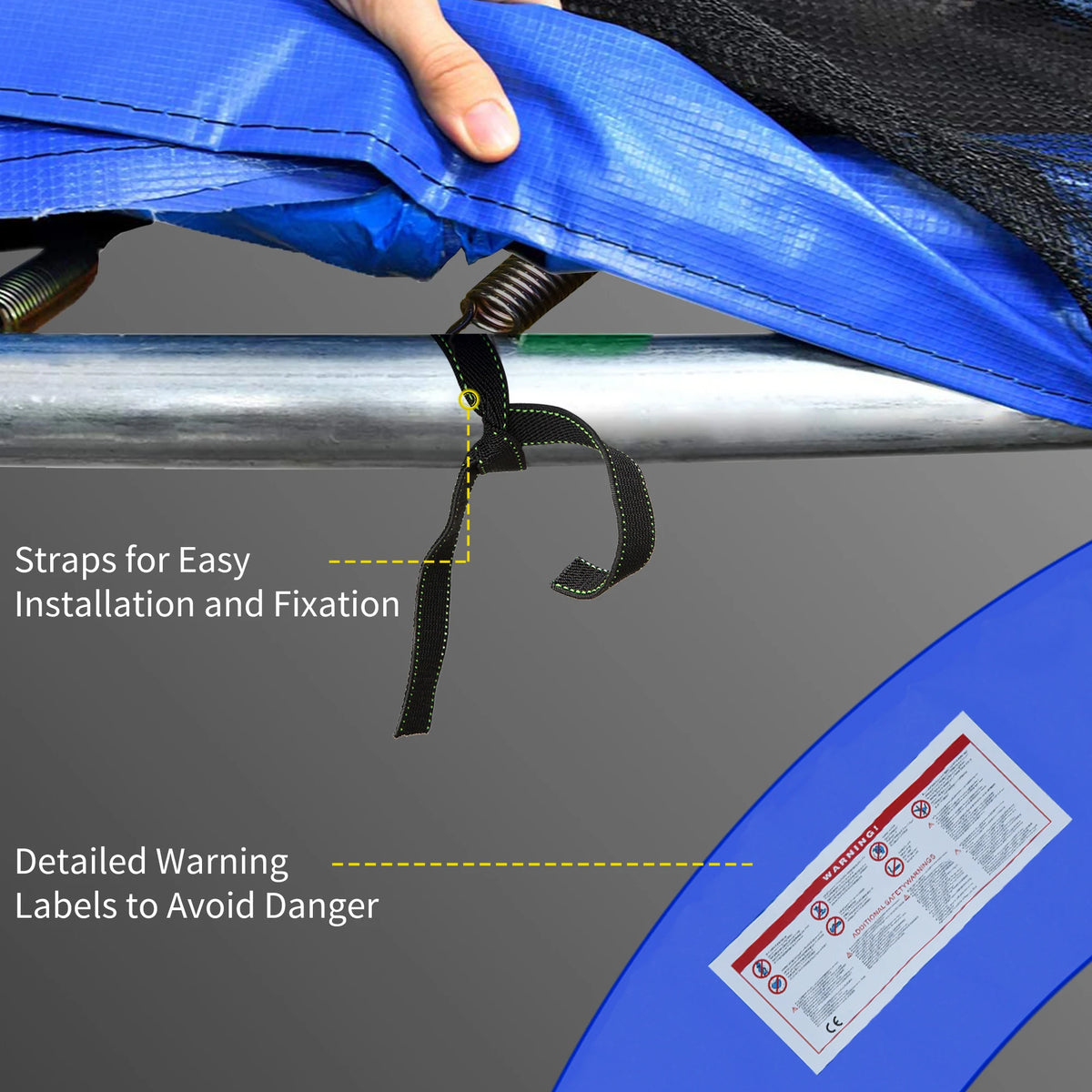 HOMCOM 12FT Replacement Trampoline Pad Thick Foam Safety 366cm Spring Cover Bounce Padding - Multi Coloured