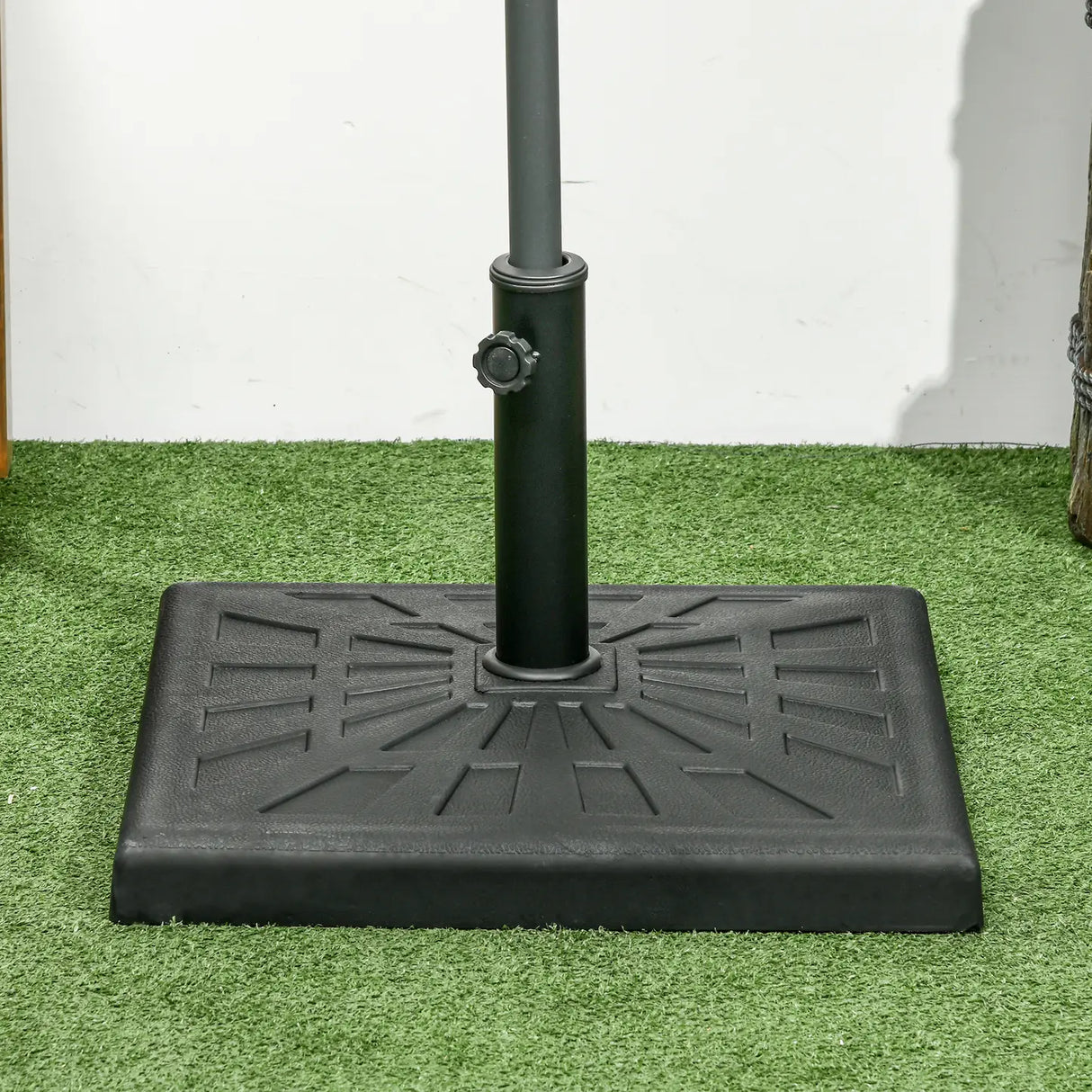 Outsunny 19kg Resin Garden Parasol Base Holder, Square Outdoor Market Umbrella Stand Weight for Poles of 32mm, 38mm, and 48mm, Black