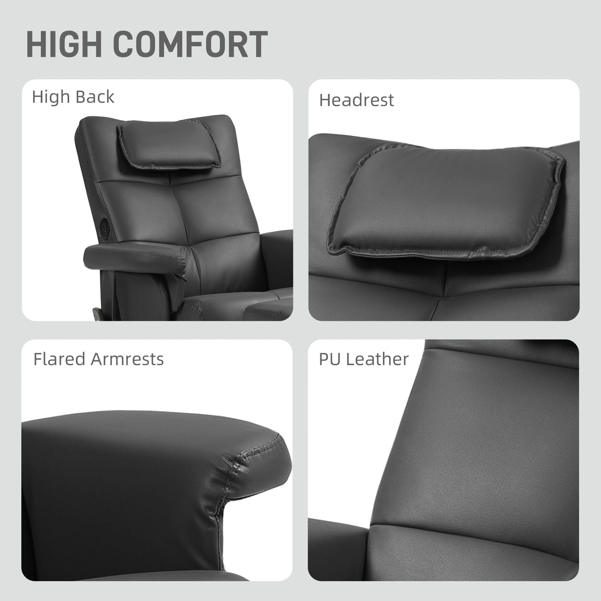 HOMCOM Faux Leather Massage Recliner Chair, with Storage Ottoman - Black