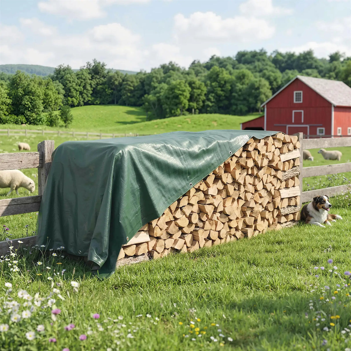 Outsunny 4 x 6m Waterproof Tarpaulin, 90GSM Tear-Resistant PE Tarp with Reinforced Grommets, UV Protected Cover