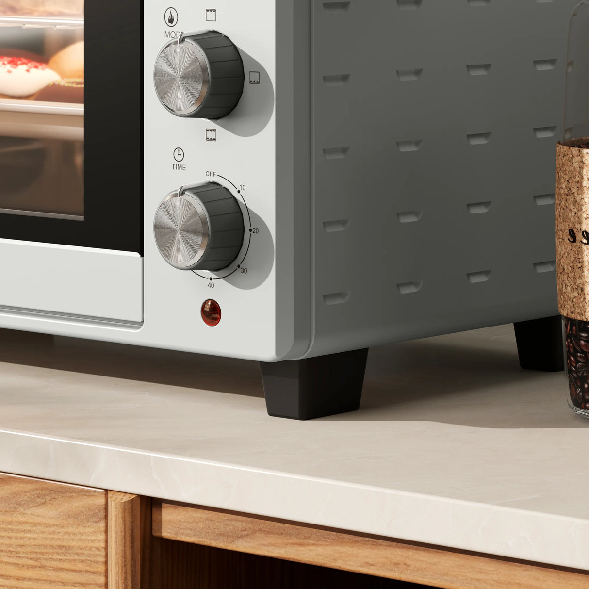 HOMCOM 21L Mini Countertop Oven, 100C-230C Adjustable Temp - Silver Tone