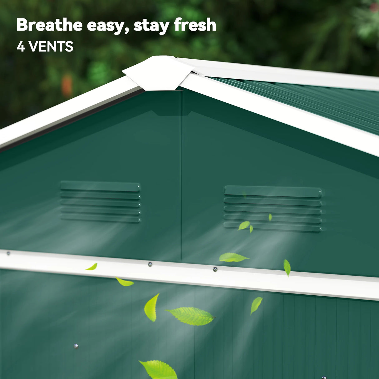 Outsunny 6.5ft x 3.5ft Metal Garden Storage Shed for Outdoor Tool Storage with Double Sliding Doors and 4 Vents, Green