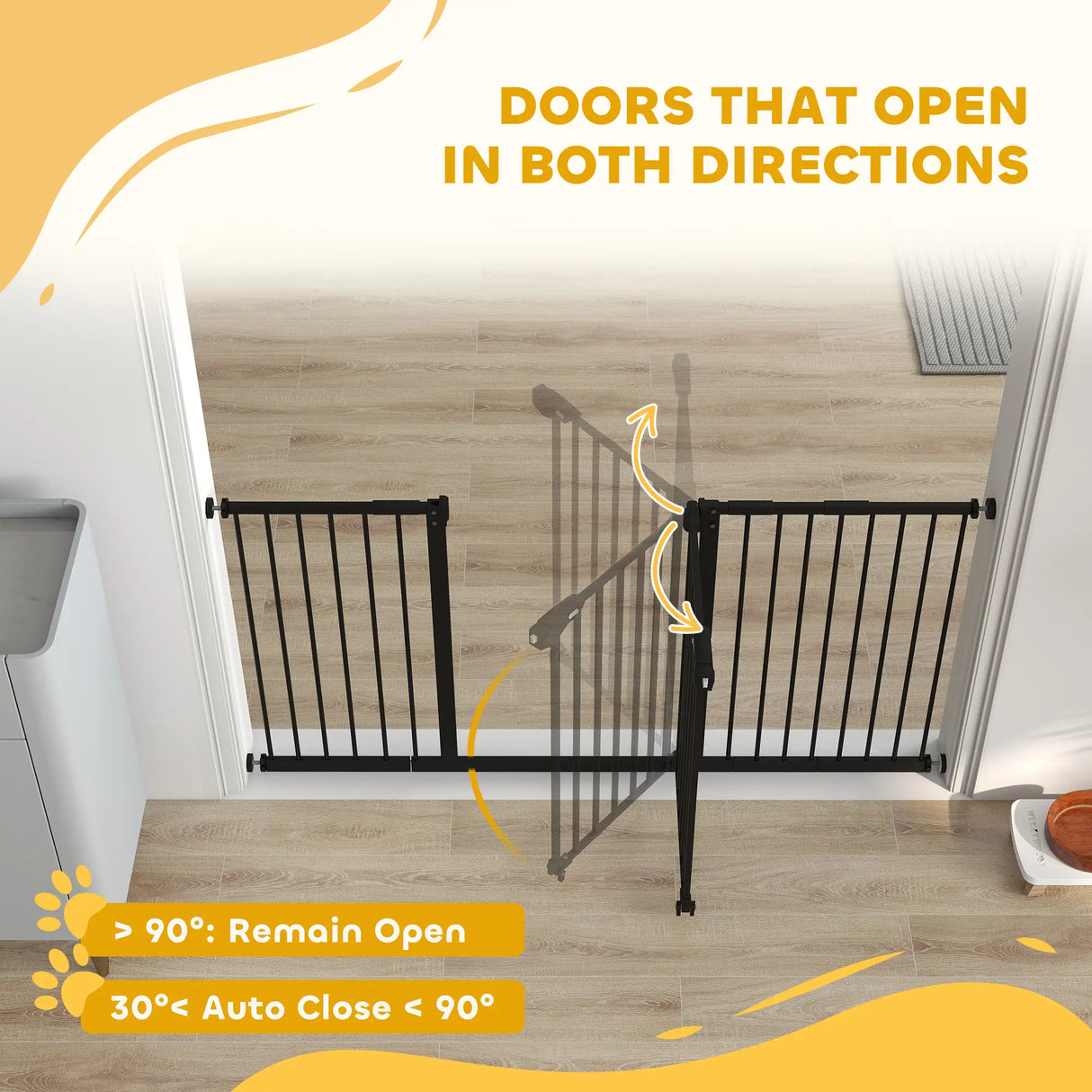 PawHut Adjustable Safety Gate w/ Three Extensions, Four Adjustable Screws, Black