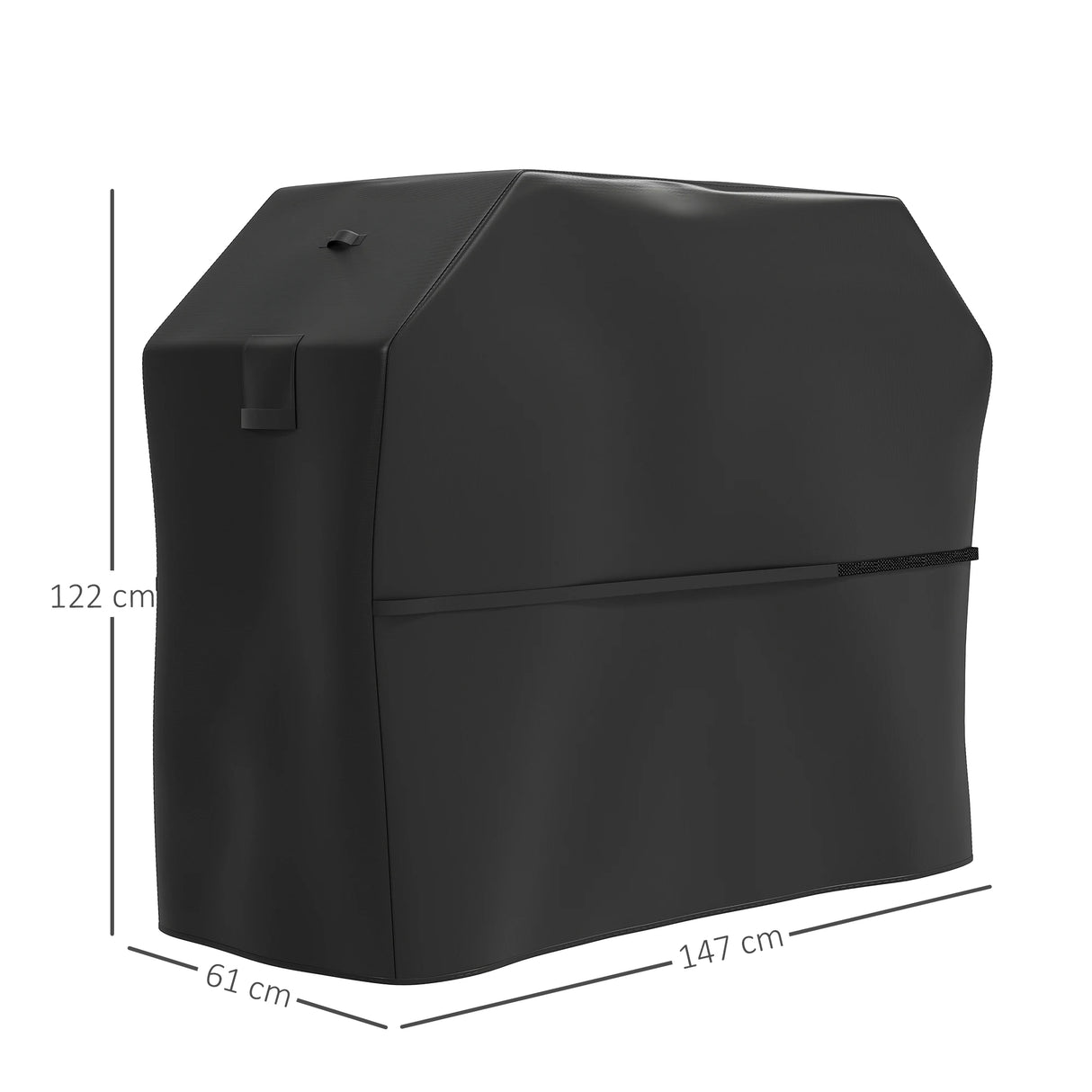 Outsunny BBQ Cover for Rectangular Gas Grill, 600D UPF30+ Oxford Fabric Barbecue Cover for Waterproof Protection Rip-Proof, with Windproof Hook and Loop Fasteners, Vents, 147 x 61 x 122 cm, Black