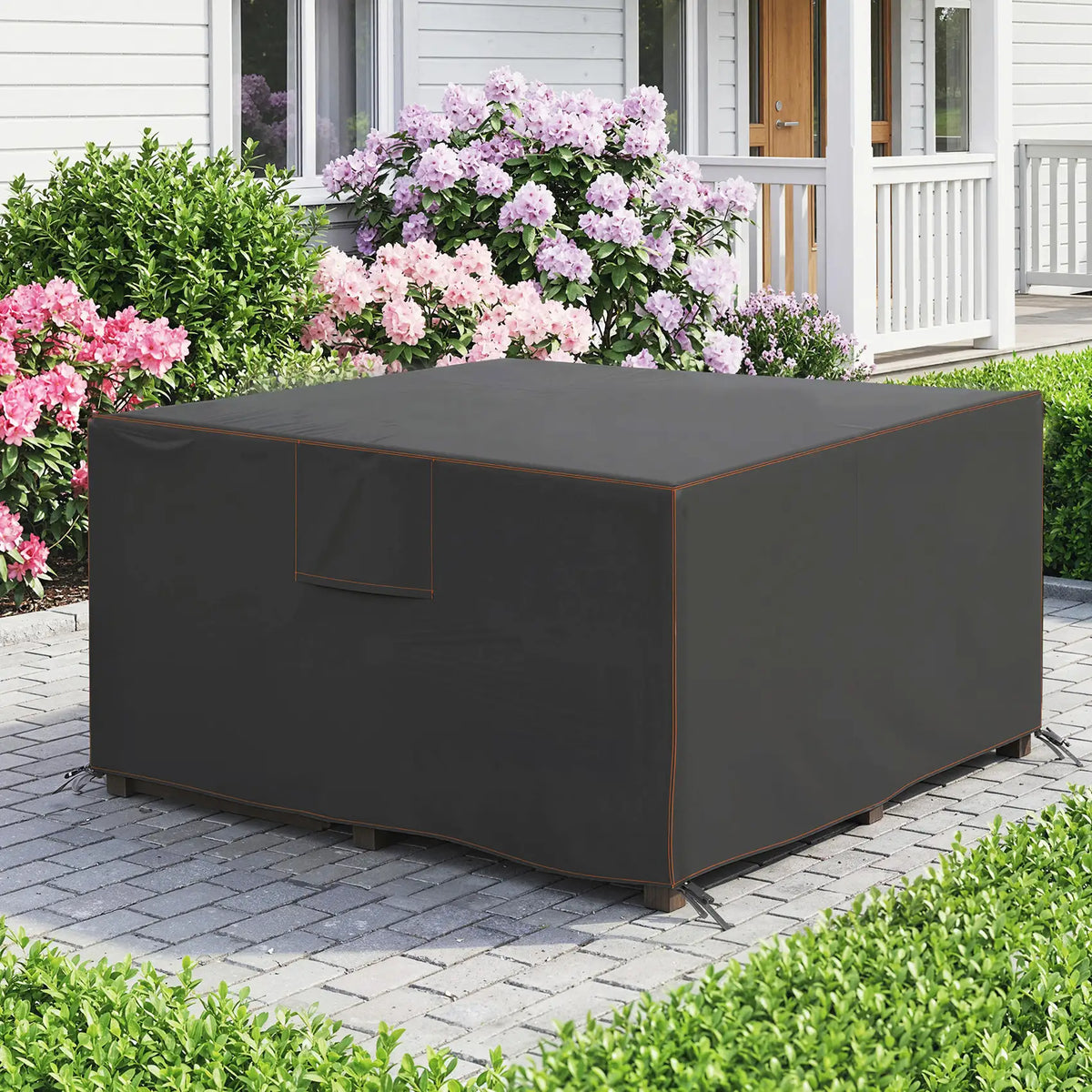 Outsunny Garden Furniture Cover, Waterproof Patio Furniture Cover with Air Vent, 420D Oxford Fabric, 125 x 125 x 74 cm, Black
