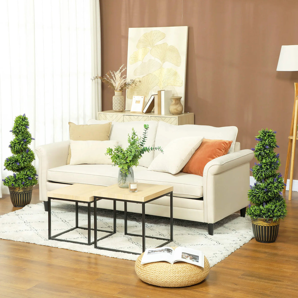 HOMCOM Set of Two 90cm Artificial Lavender Trees