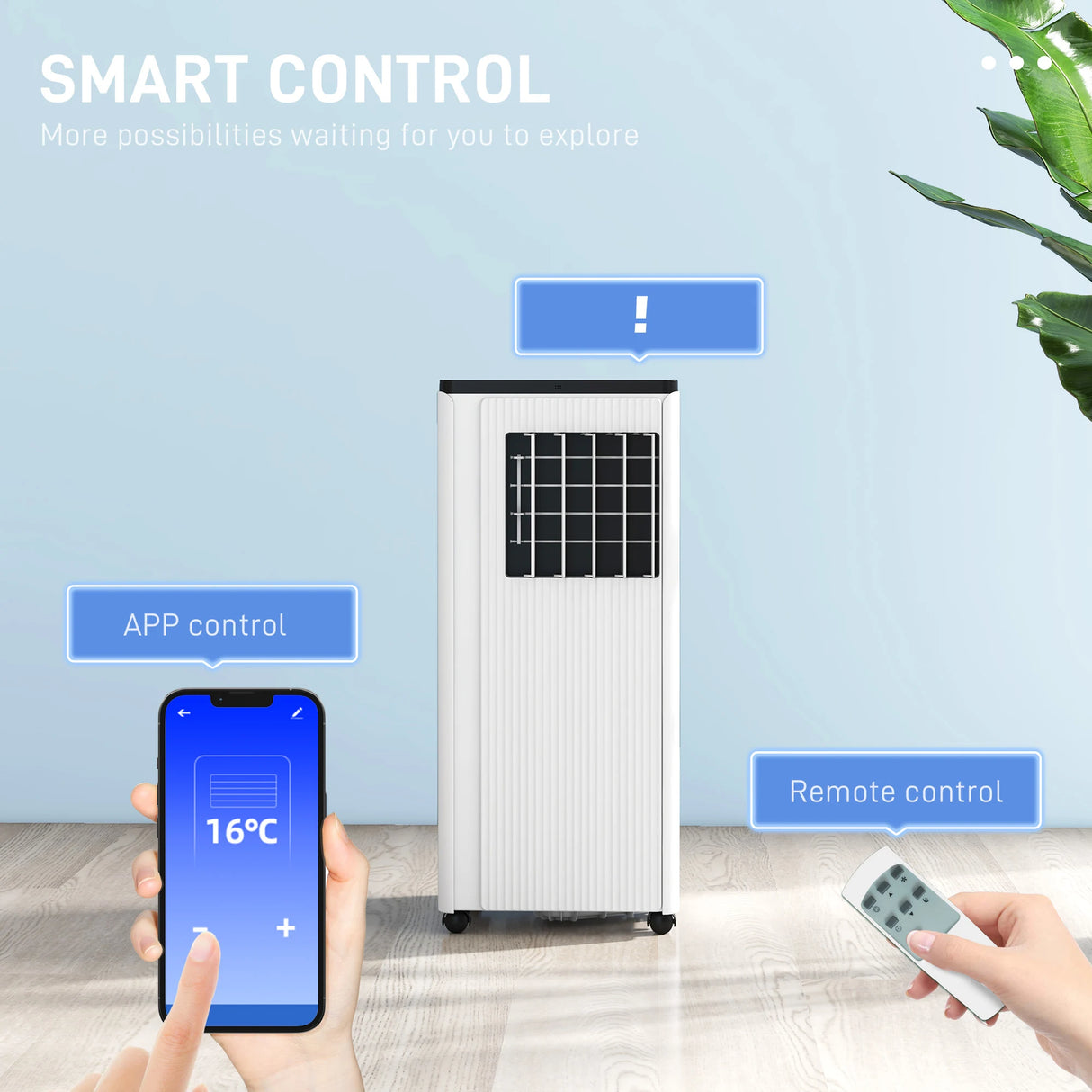 HOMCOM 9,000 BTU App-Controlled Mobile Air Conditioner, 20m2 Radius - White