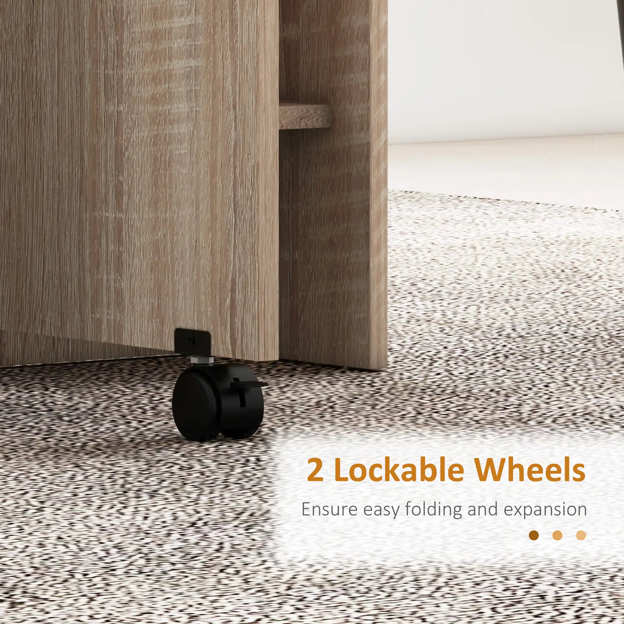 HOMCOM Folding Dining Table, Drop Leaf Table for Small Spaces with 2-tier Shelves, Small Kitchen Table with Rolling Casters, Natural