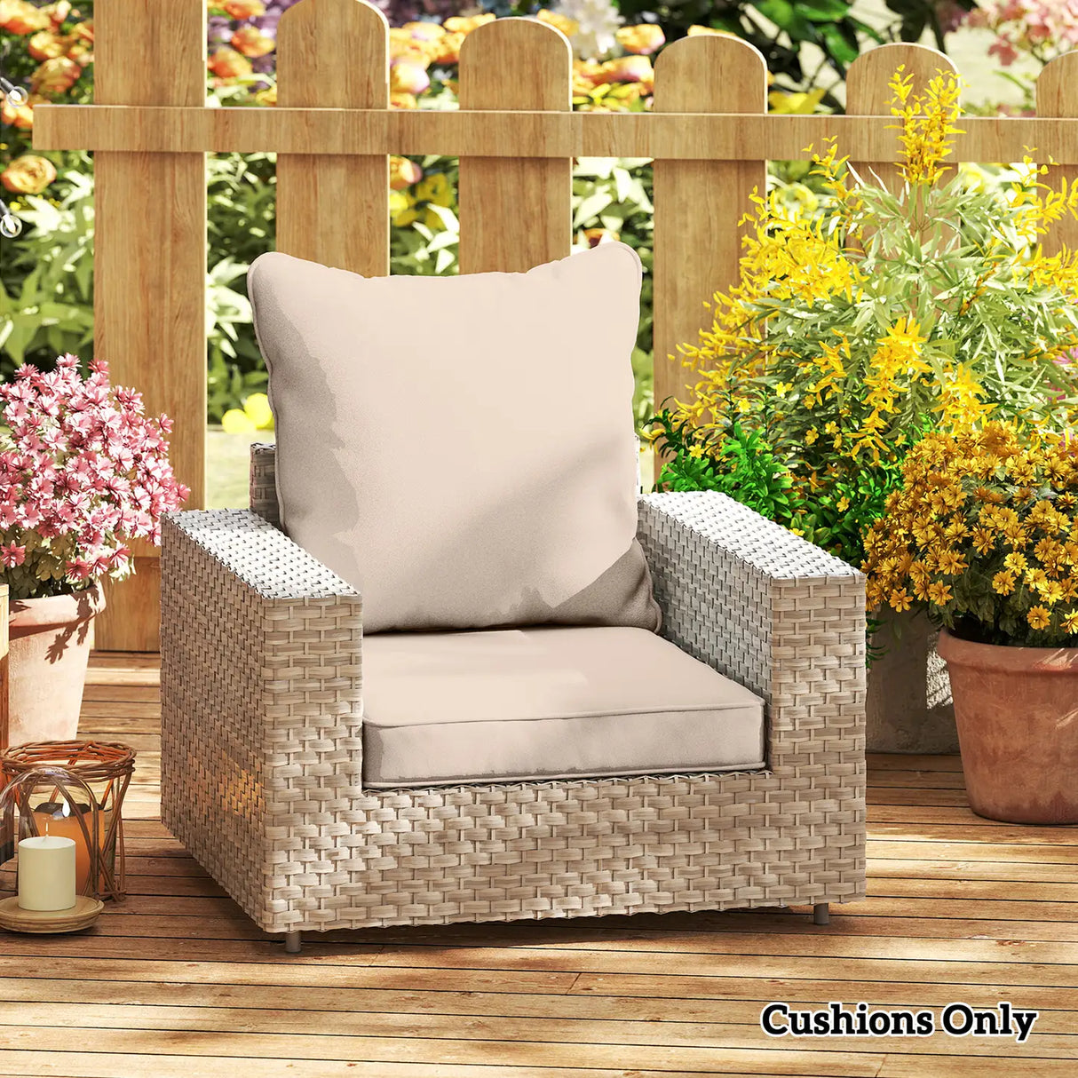 Outsunny Seat and Back Padded Cushion Set, CUSHION ONLY - Beige