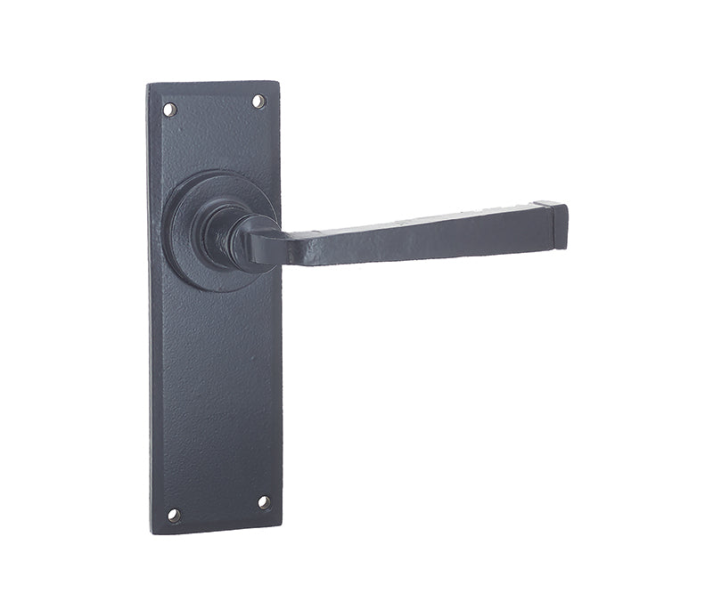 Valley Forge Door Handle on Latchplate Black