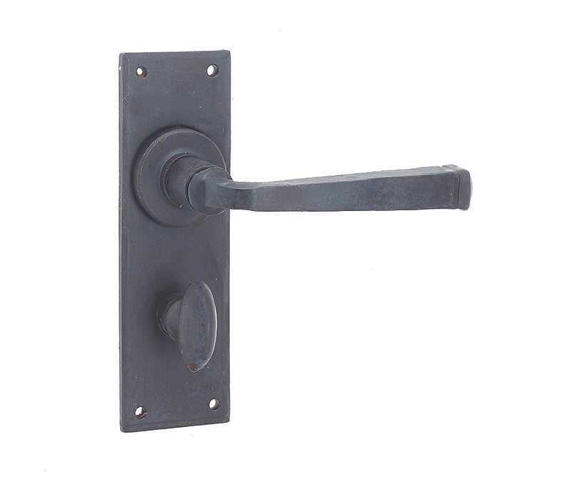Valley Forge Door Handle on Bathroom Plate Beeswax