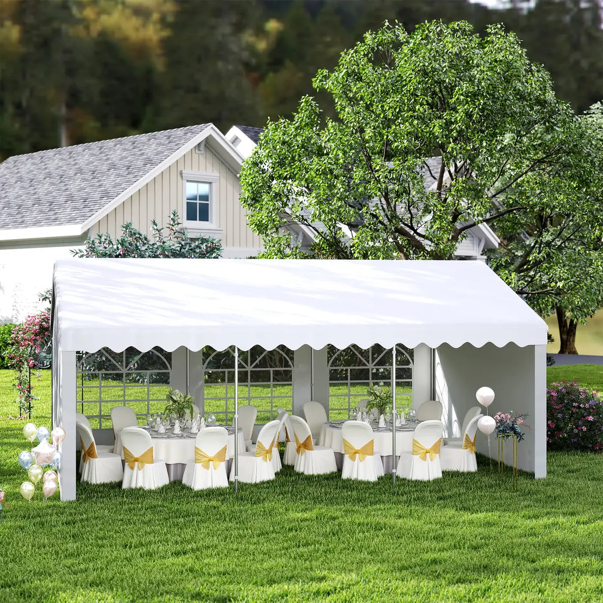 Outsunny 6m x 4m Heavy Duty Garden Gazebo for Parties, Wedding and Events, White