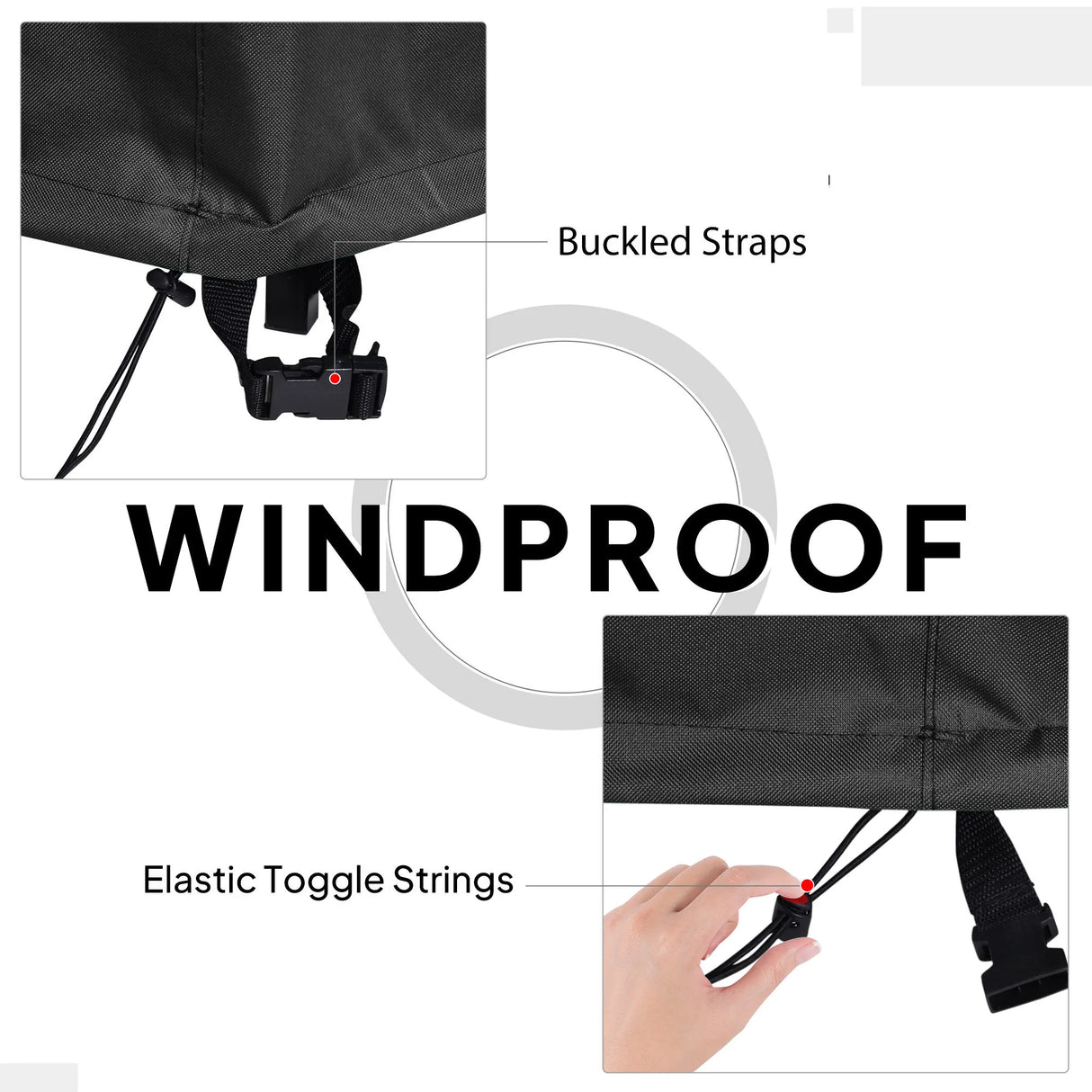 Outsunny Garden Patio Large Furniture Set Round Cover 600D Oxford Waterproof, 193 x 80H cm, Black