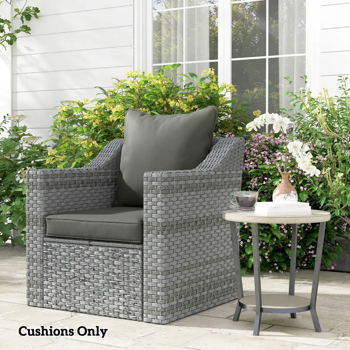 Outsunny Seat and Back Padded Cushion Set, CUSHION ONLY - Charcoal Grey