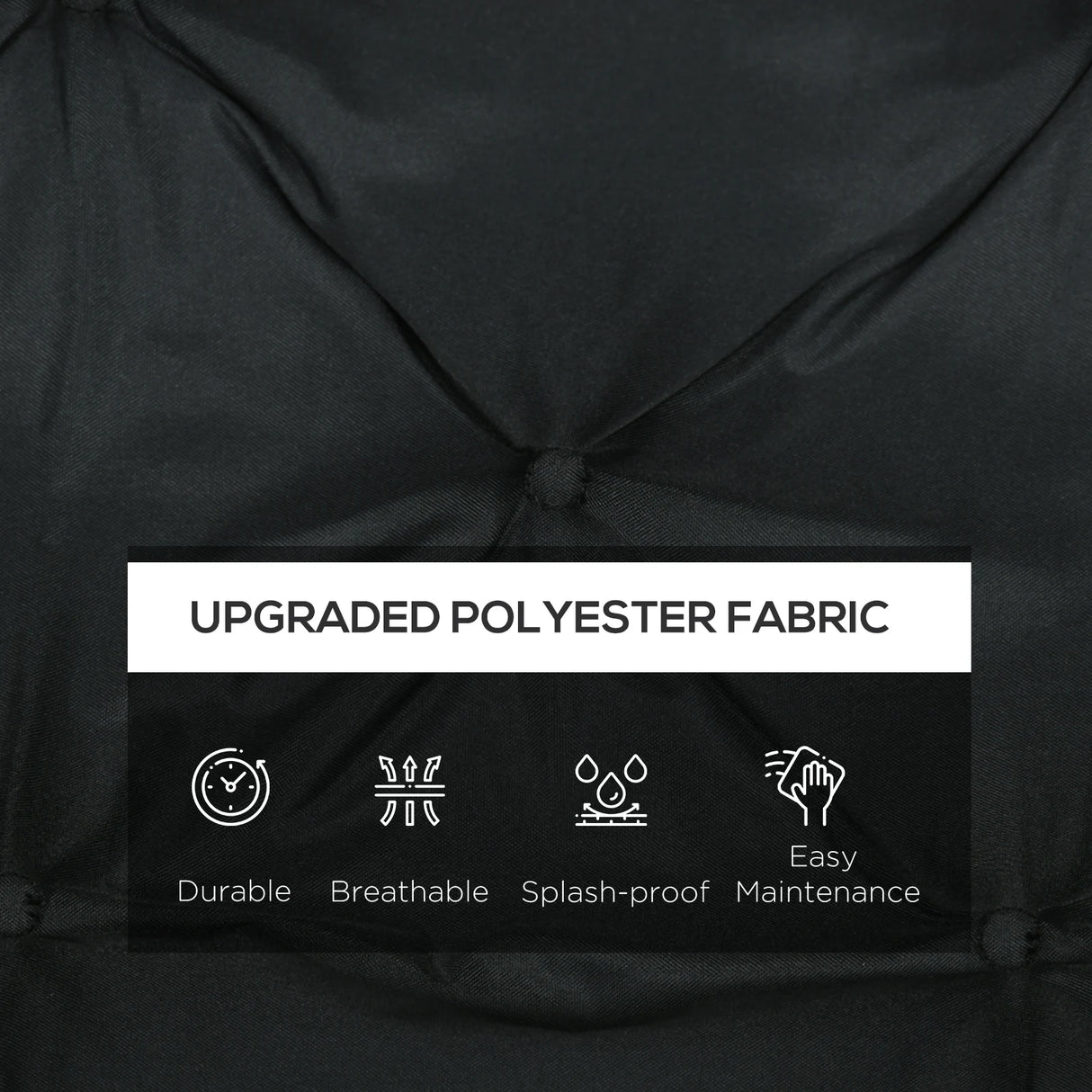 Outsunny 2 Seater Bench Pad, Garden Chair Cushion with Back and Ties for Indoor and Outdoor Use, 98 x 100 cm, Black