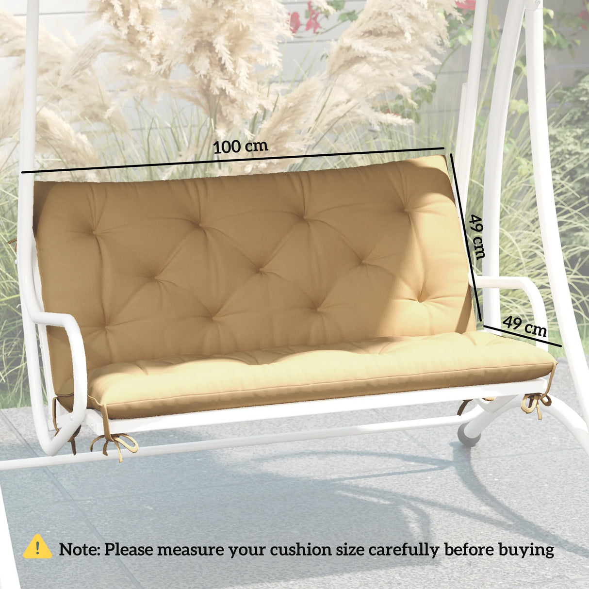 Outsunny Two-Seater Bench Cushion - Khaki