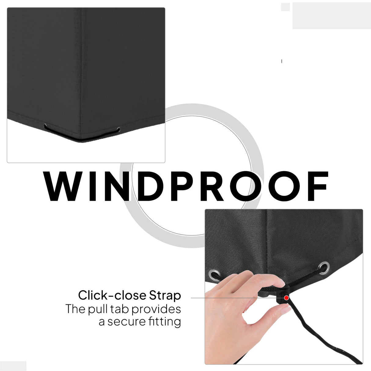 Outsunny 600D Oxford Outdoor Garden Furniture Sofa Set Cover, Waterproof Anti-UV Rattan Sun Lounger Protection Protector Cover, 275L x 205W x 90Hcm, Black