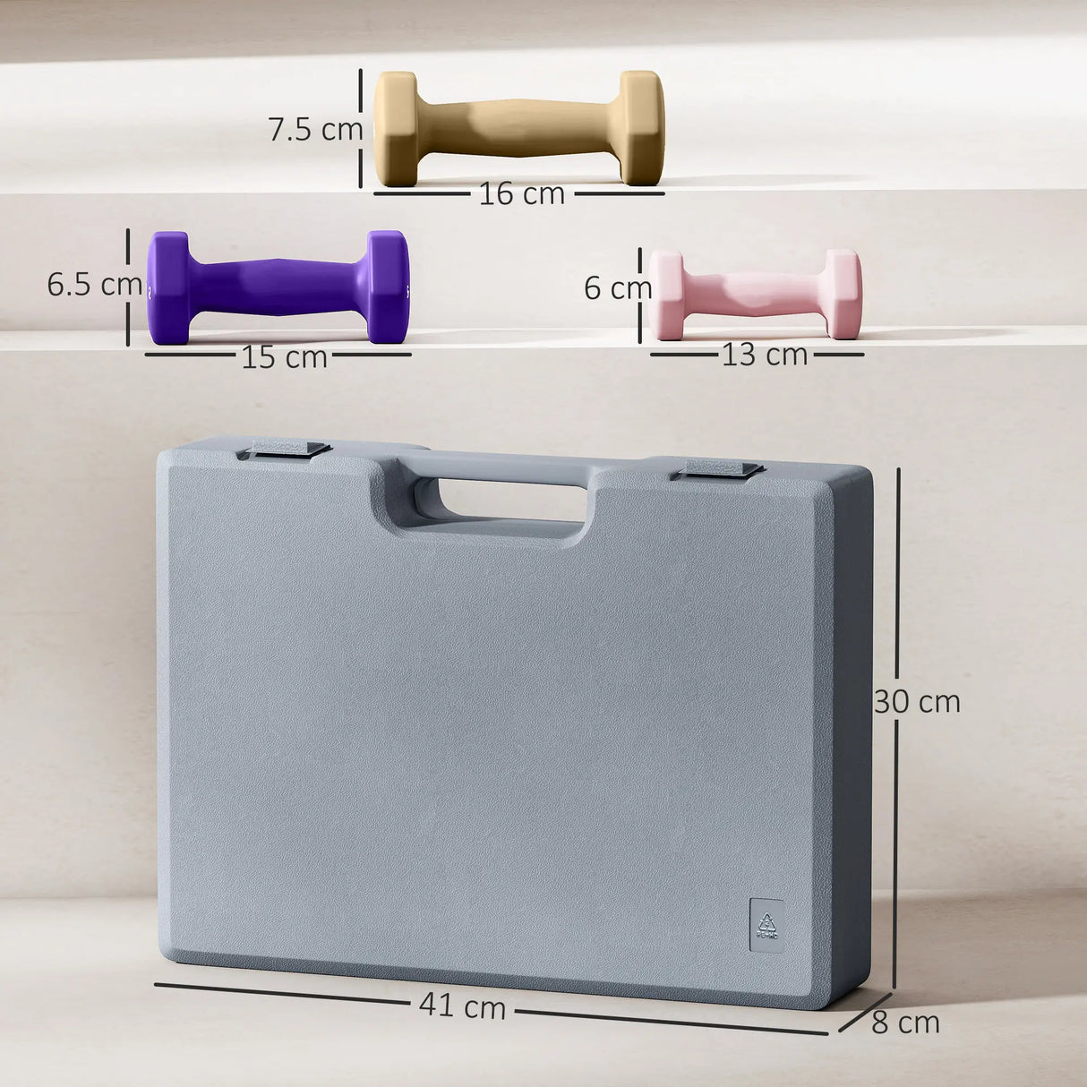 SPORTNOW 9kg Hex Dumbbells Set of 6, Hand Weights with Carry Case for Home Gym Strength Training, 2 x 1kg, 2 x 1.5kg, 2 x 2kg