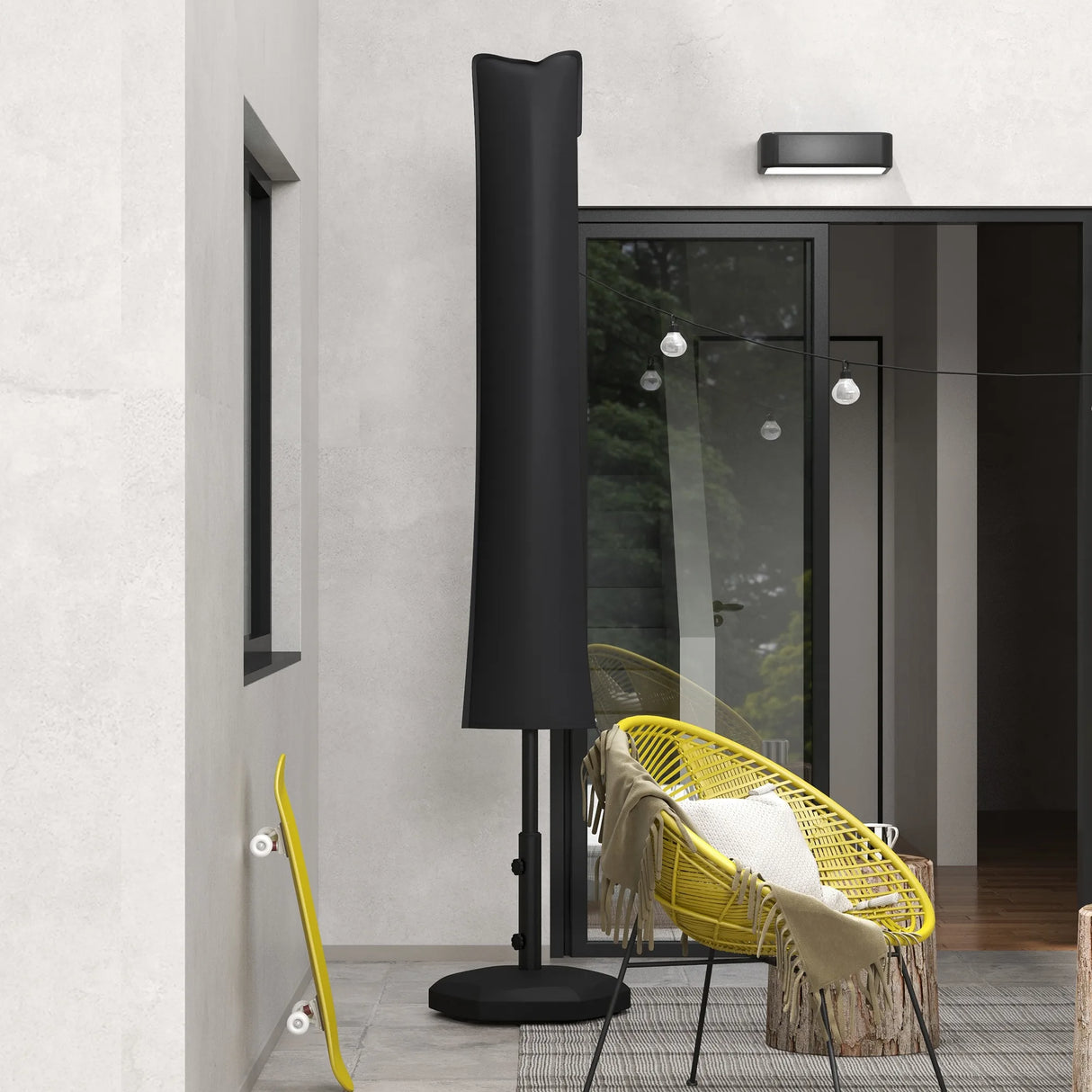 Outsunny Parasol Cover, Cantilever Umbrella Cover for 2-3.5 m Parasols, 420D Oxford Fabric Banana Umbrella Protector with Zipper for Outdoor Garden, Patio, Black