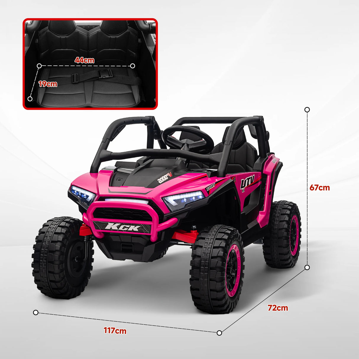 AIYAPLAY 2 Seater 24V 7AH Ride on Truck, Battery Powered Electric Ride On Car w/ Remote, Suspension, 3 Speeds, Pink