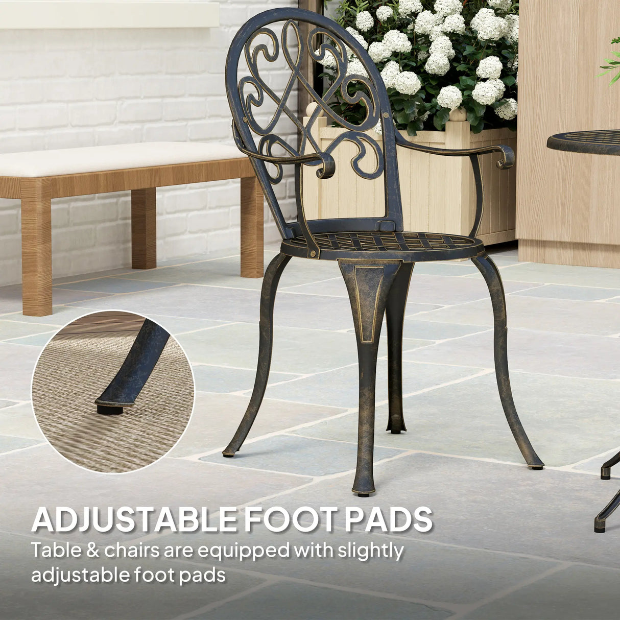 Outsunny Three-Piece Elegant Aluminium Garden Set - Bronze Tone