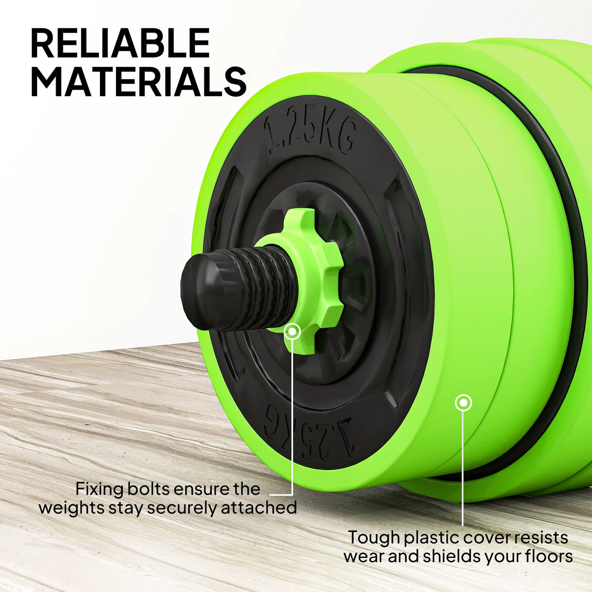 SPORTNOW 30kg Four-In-One Adjustable Weight Dumbbells Set, Barbell, Kettlebell, Push Up Stand - Green