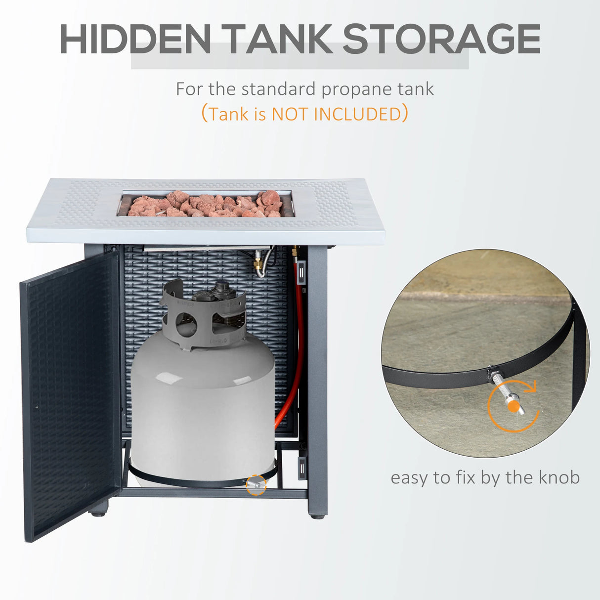 Outsunny 71 x 71cm 40000 BTU Gas Firepit Table - Black/Grey