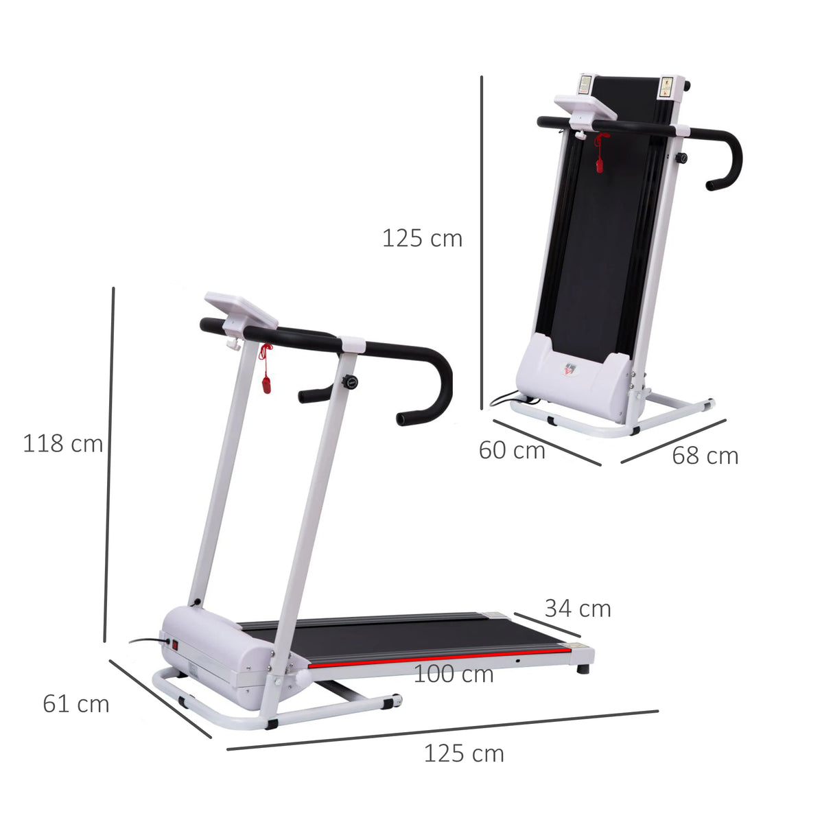 HOMCOM Folding Treadmill with Incline, Walking Pad Treadmill for Home, 1-10km/h Under Desk Running Machine with LCD Display and Wheels, No Assembly, White