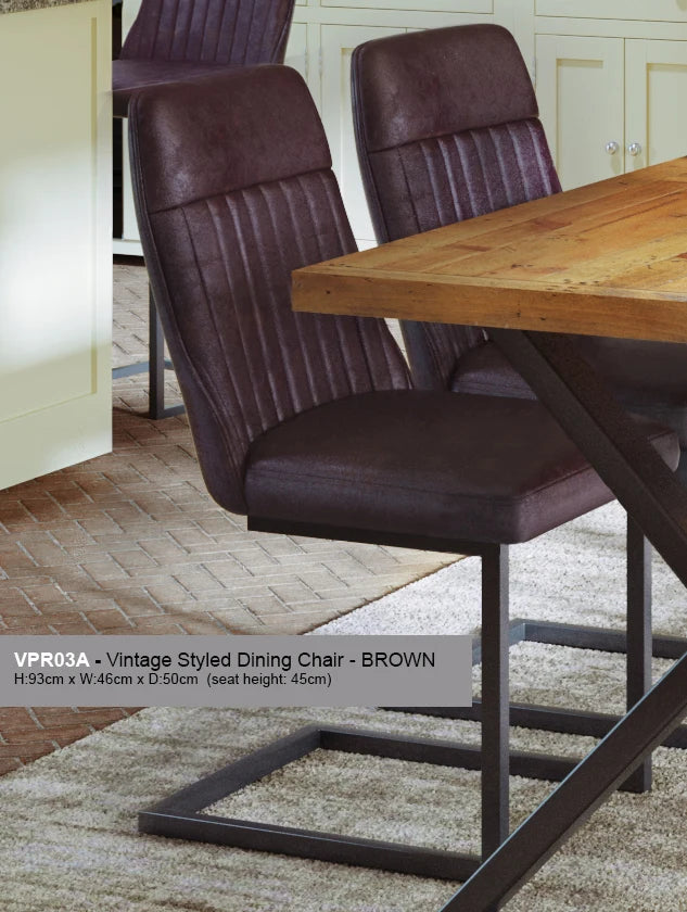 Vintage Styled Brown PU Leather Dining Chair (Pack of Two)