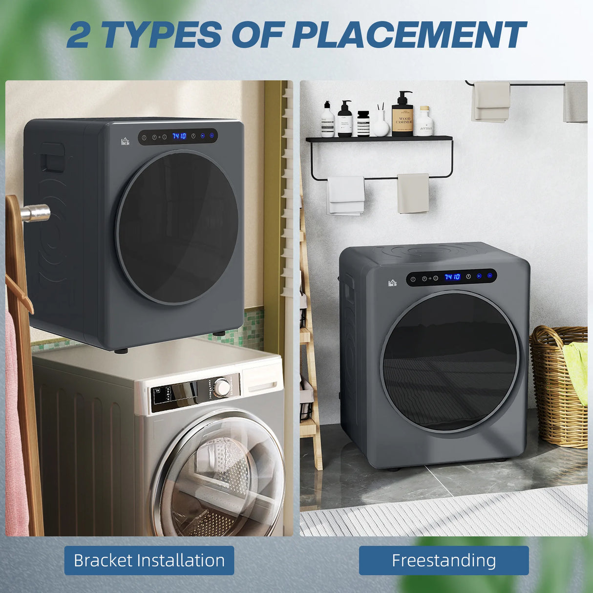 HOMCOM 4kg Compact 40-60 Tumble Dryer - Grey