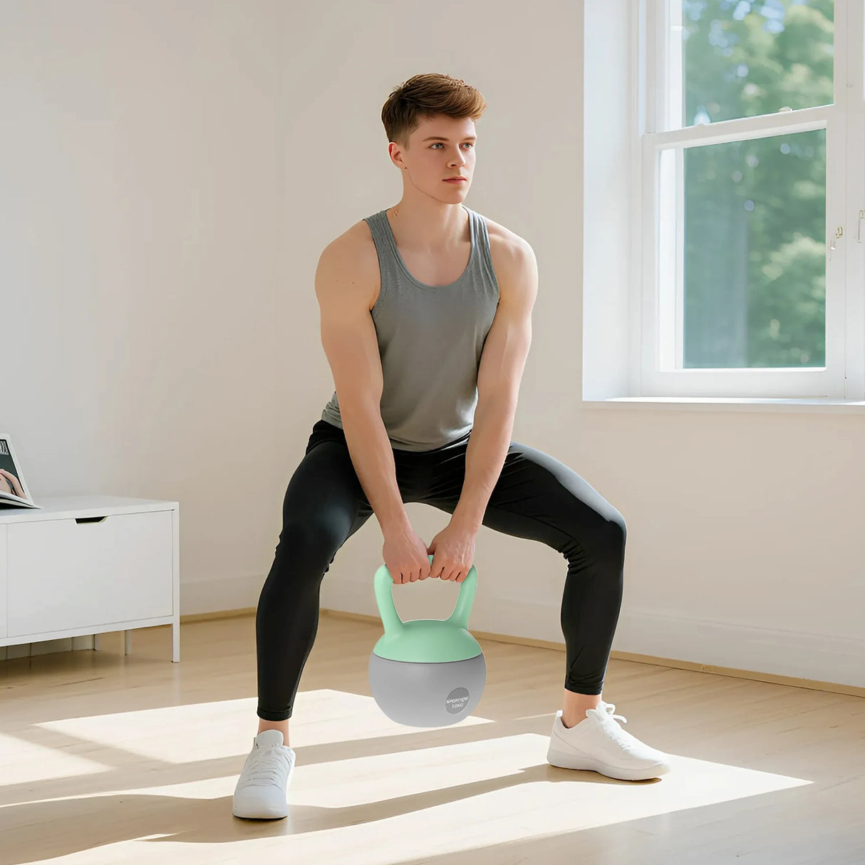 SPORTNOW 10KG Soft Kettlebell, Kettlebell with Non-Slip Handle for Home Gym, Weight Lifting, Strength Training, Green/Grey